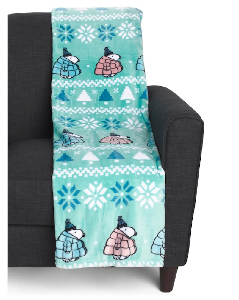 Manta de Navidad Peanuts Gang (Azul Teal - Abrigos de