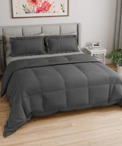 Juego de Edredón Completo - Set de Cama de 3 -Gris Oscuro