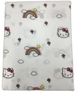 Juego de sábanas de algodón Hello Kitty (Blanco - Arcoíris