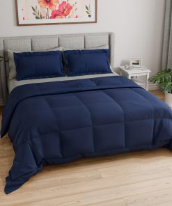 Juego de Edredón Completo - Set de Cama de 3 -Azul Marino