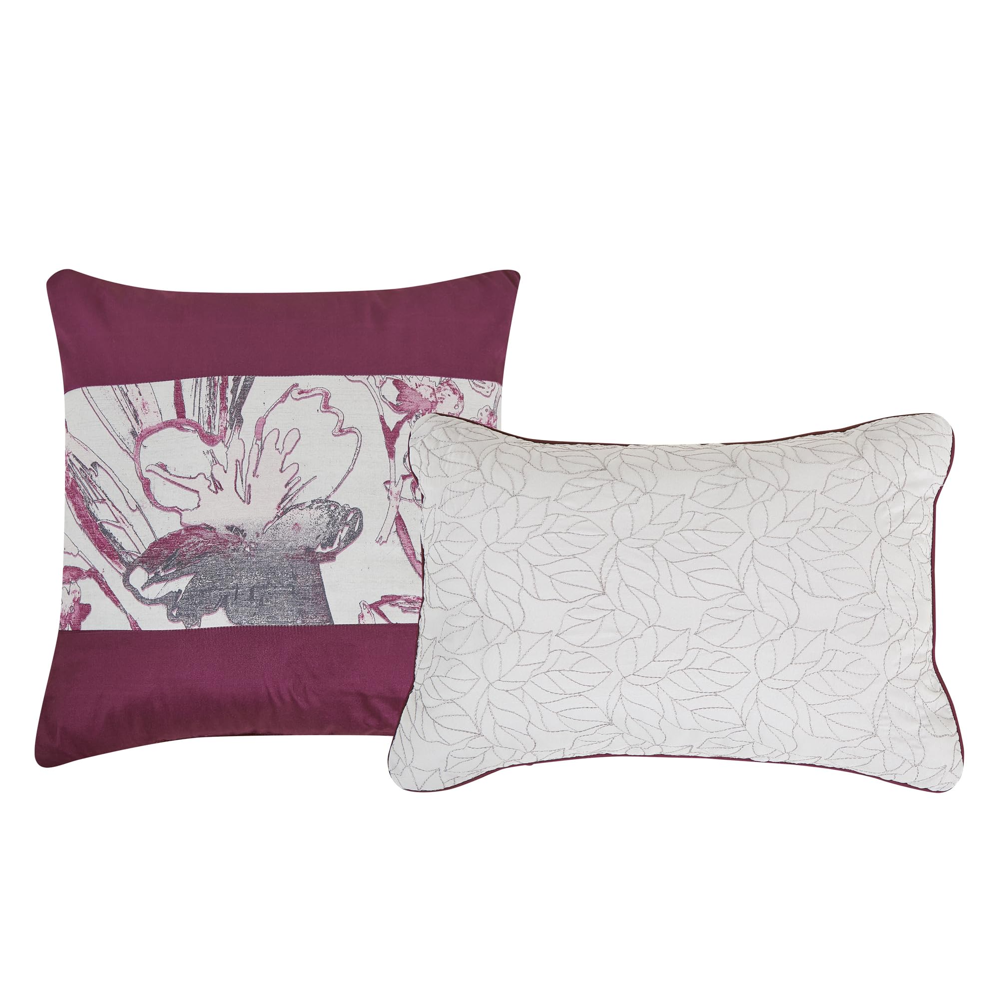 Juego de cama ESca Ontina Floral Gris y Púrpura de 9 piezas - Imagen 5