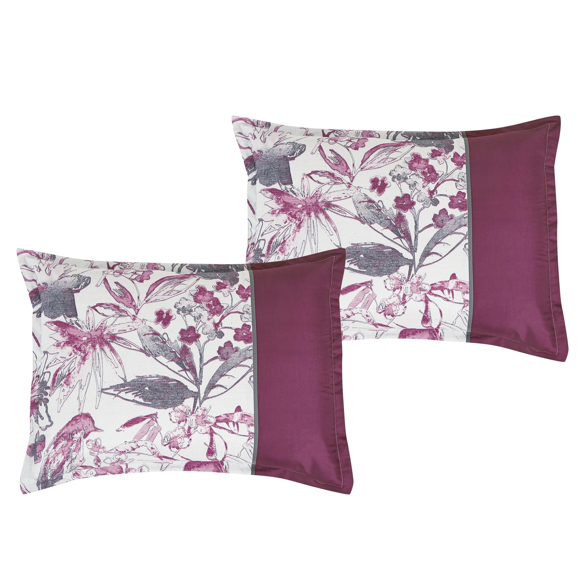 Juego de cama ESca Ontina Floral Gris y Púrpura de 9 piezas - Imagen 4