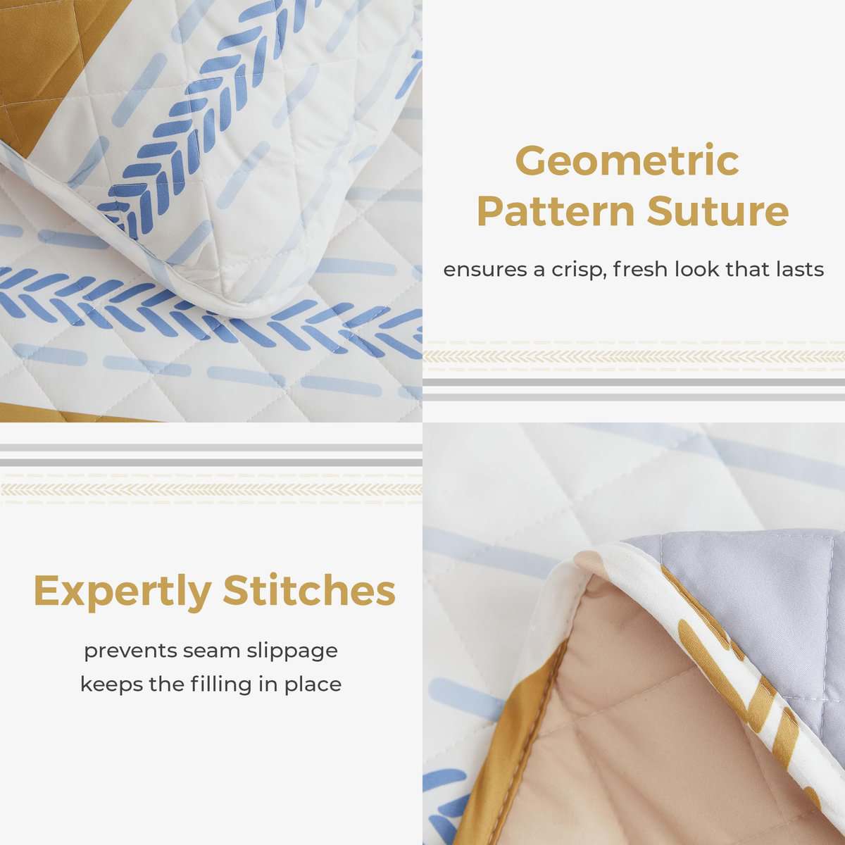 Edredón Bedmoon Full/Queen Gris y Amarillo de Rayas, Juego - Imagen 6