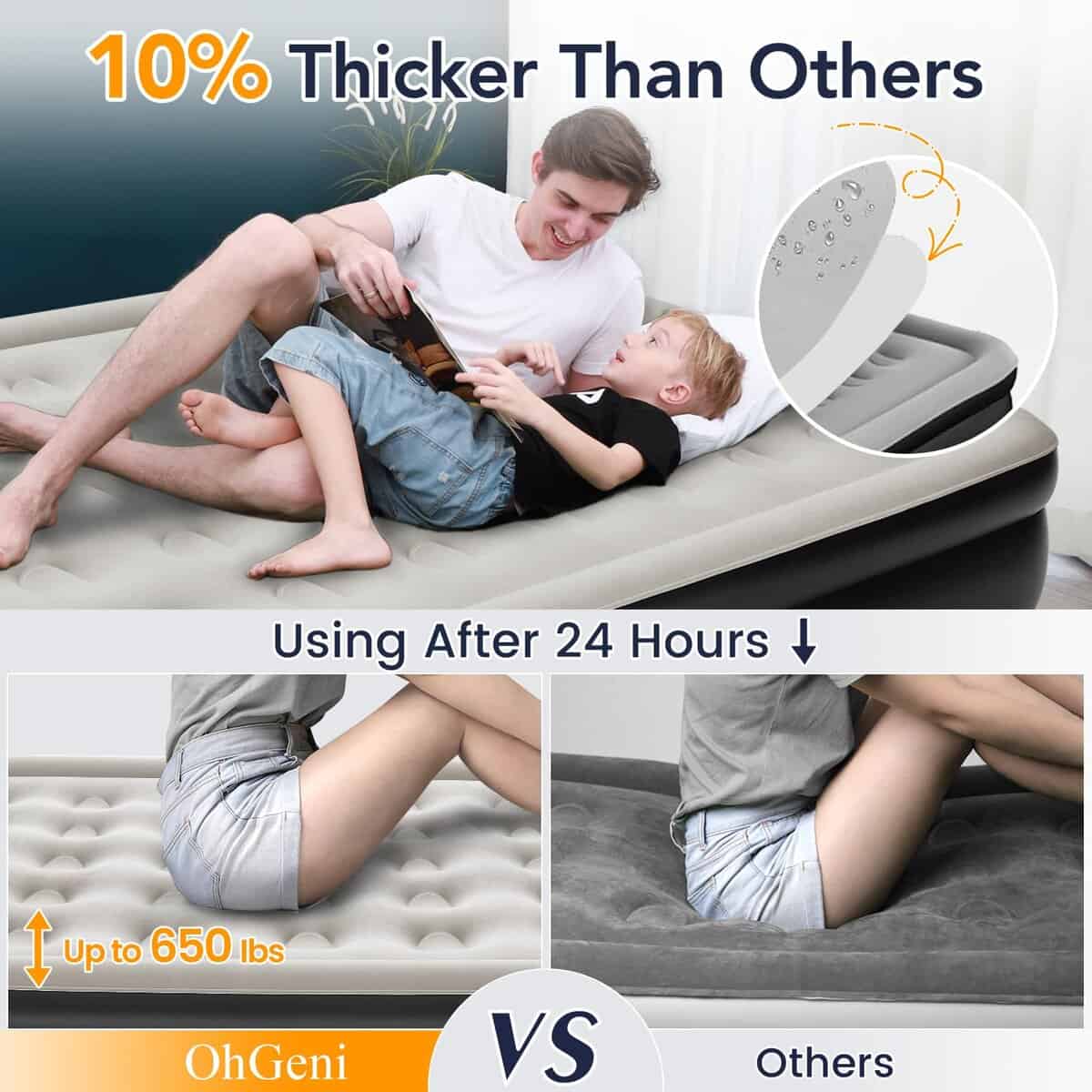 Colchón Inflable OhGeni con Bomba Incorporada, Colchón para - Imagen 3