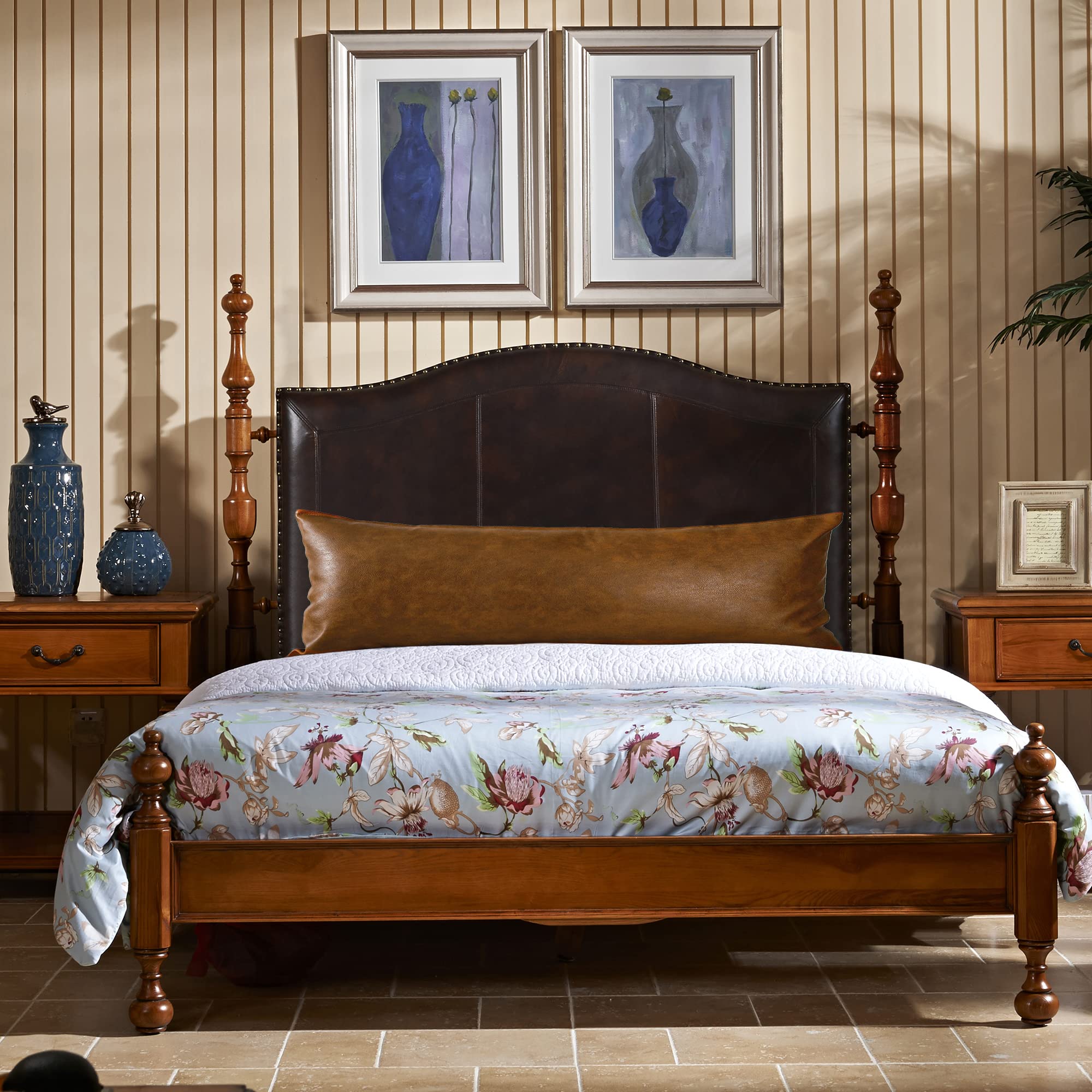 NUYECY Funda de Almohada de Cuero sintético 20 x 54 - Imagen 5