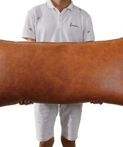 NUYECY Funda de Almohada Larga de Cuero Artificial 20 x 40