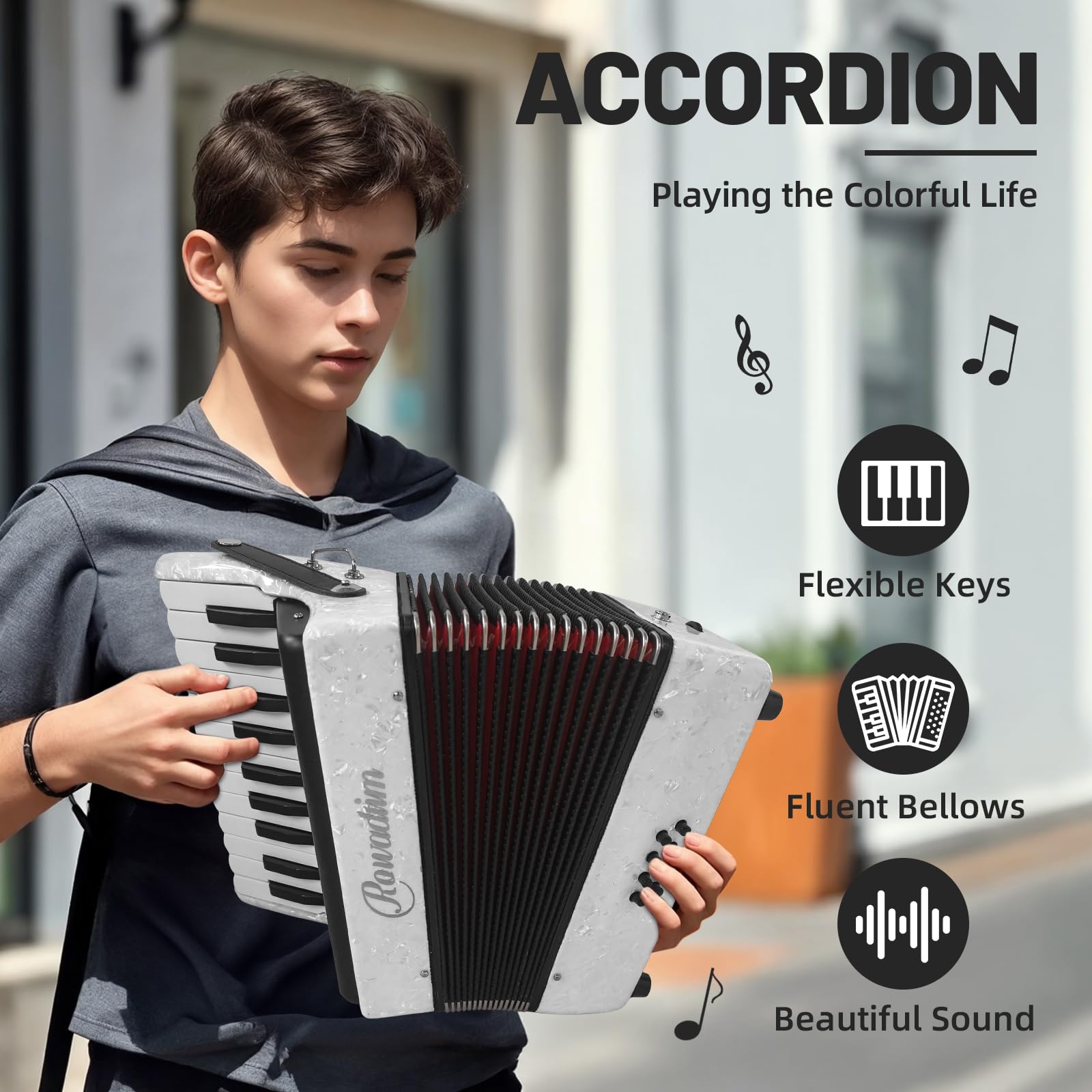 Acordeón - 22 Teclas 8 Bajos, Acordeón de Teclado - Imagen 3