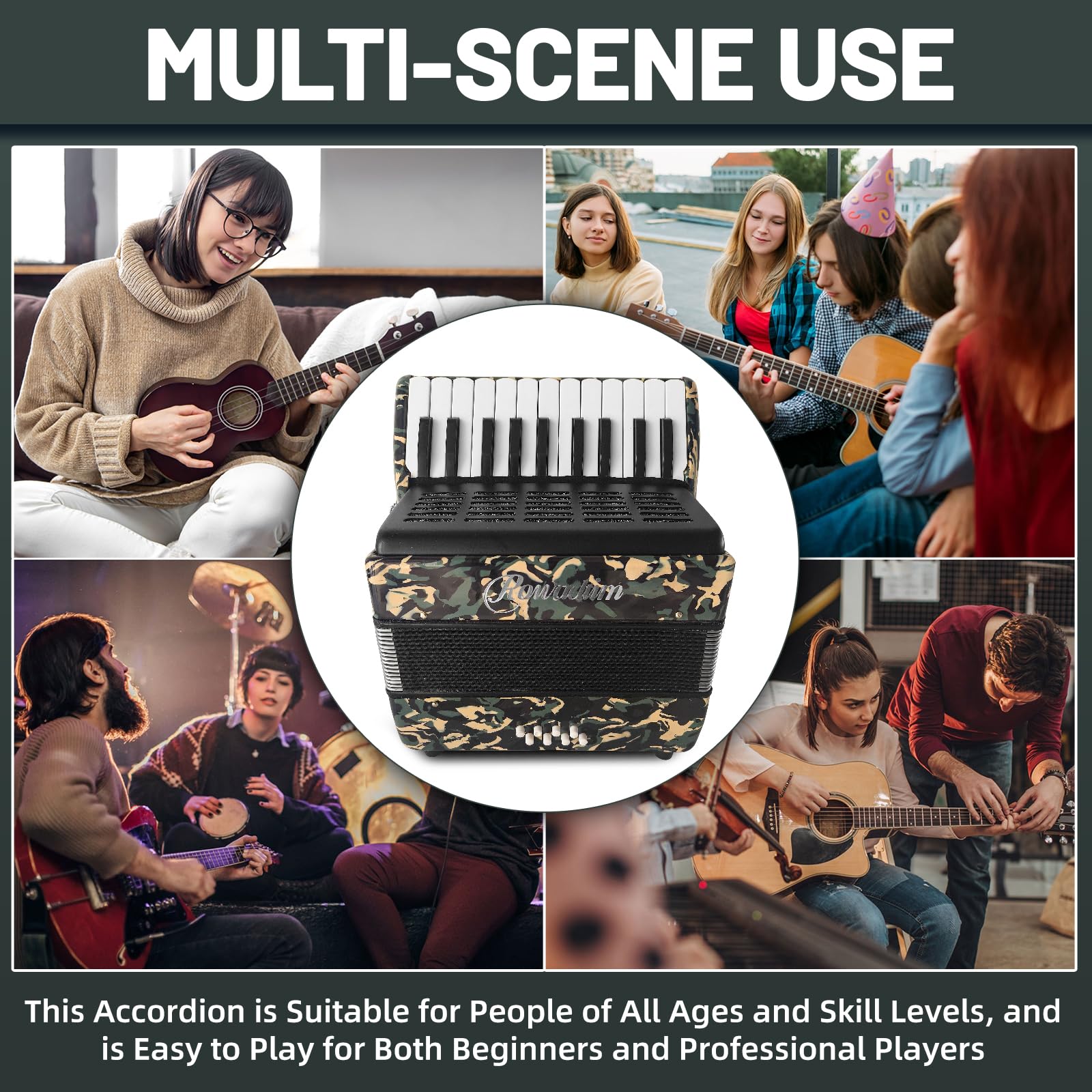 Acordeón - 22 Teclas 8 Bajos, Acordeón Profesional & - Imagen 8