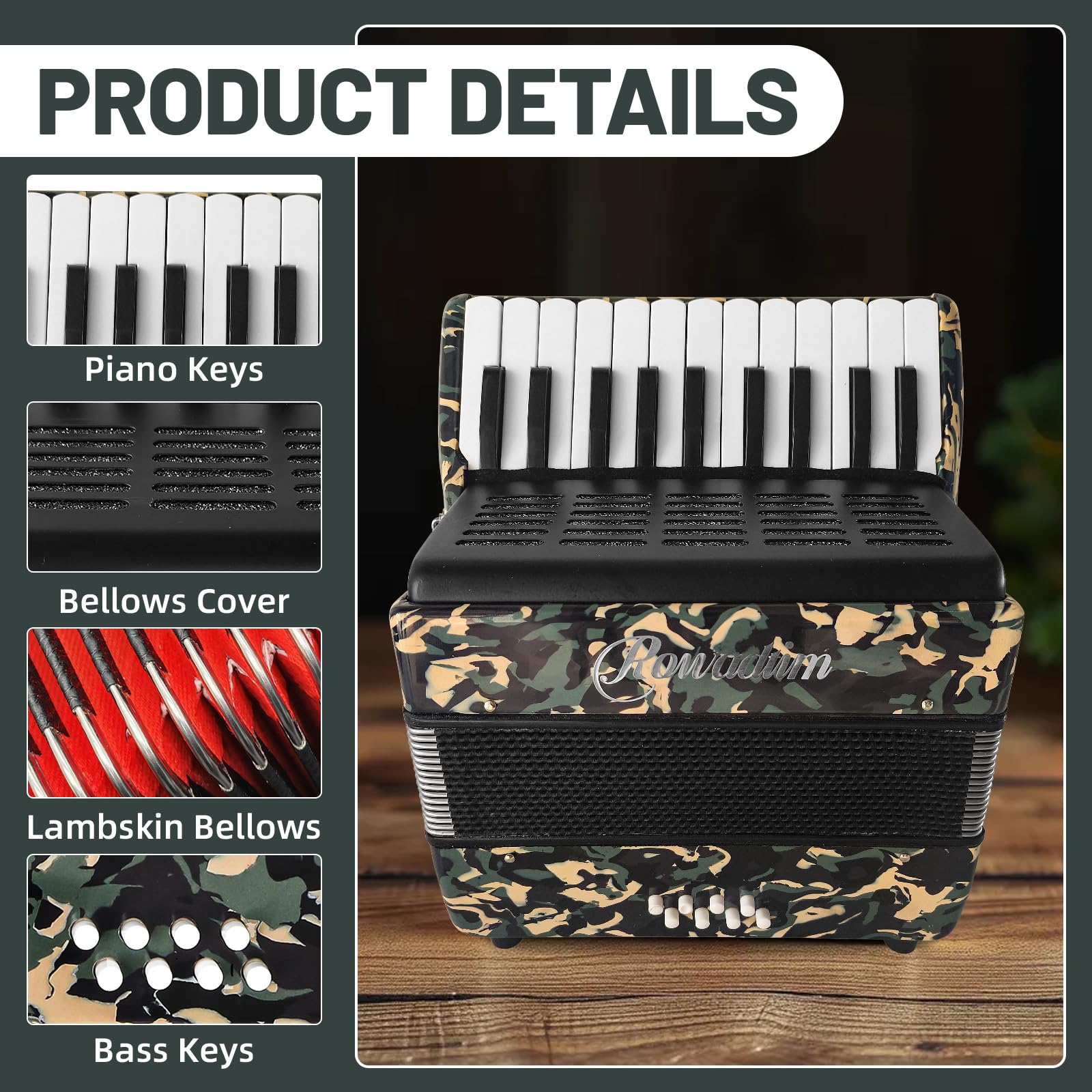 Acordeón - 22 Teclas 8 Bajos, Acordeón Profesional & - Imagen 4