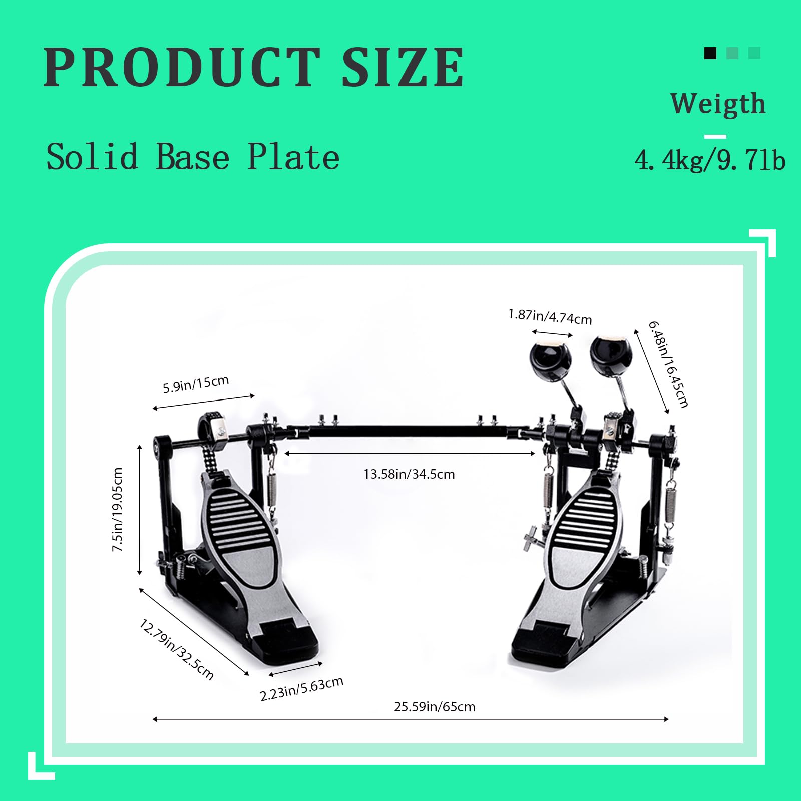 Pedal Doble de Bombo Vaisoeny, Pedal Doble de Cadena Doble - Imagen 6