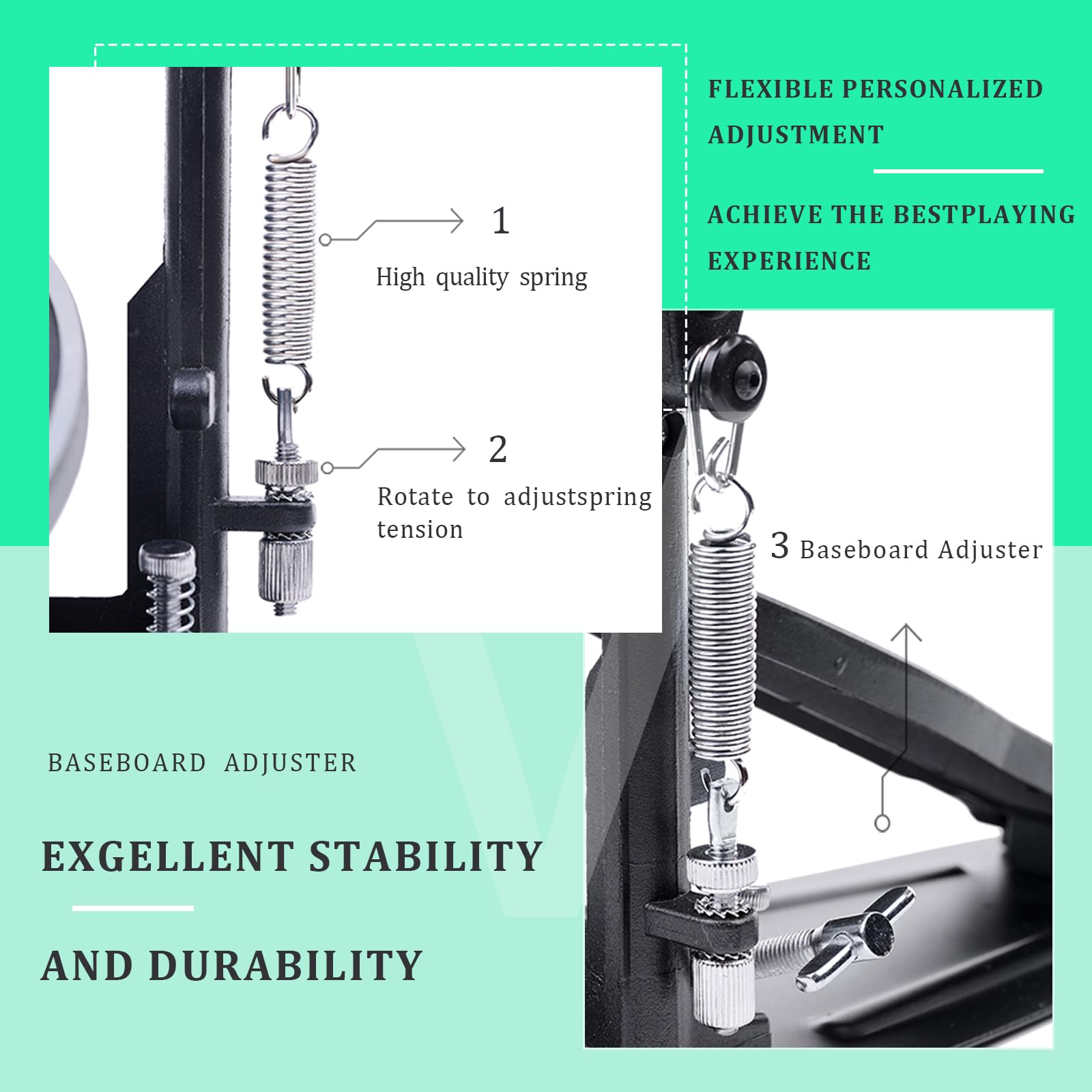 Pedal Doble de Bombo Vaisoeny, Pedal Doble de Cadena Doble - Imagen 5