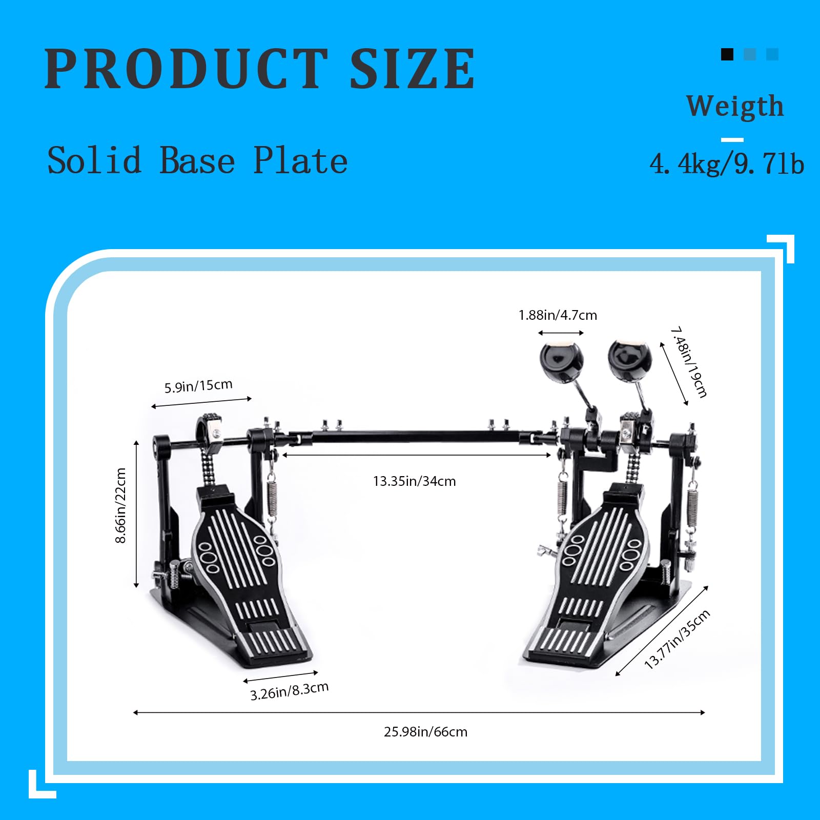 Pedal de Doble Bombo Vaisoeny, Pedal de Doble Cadena para - Imagen 6