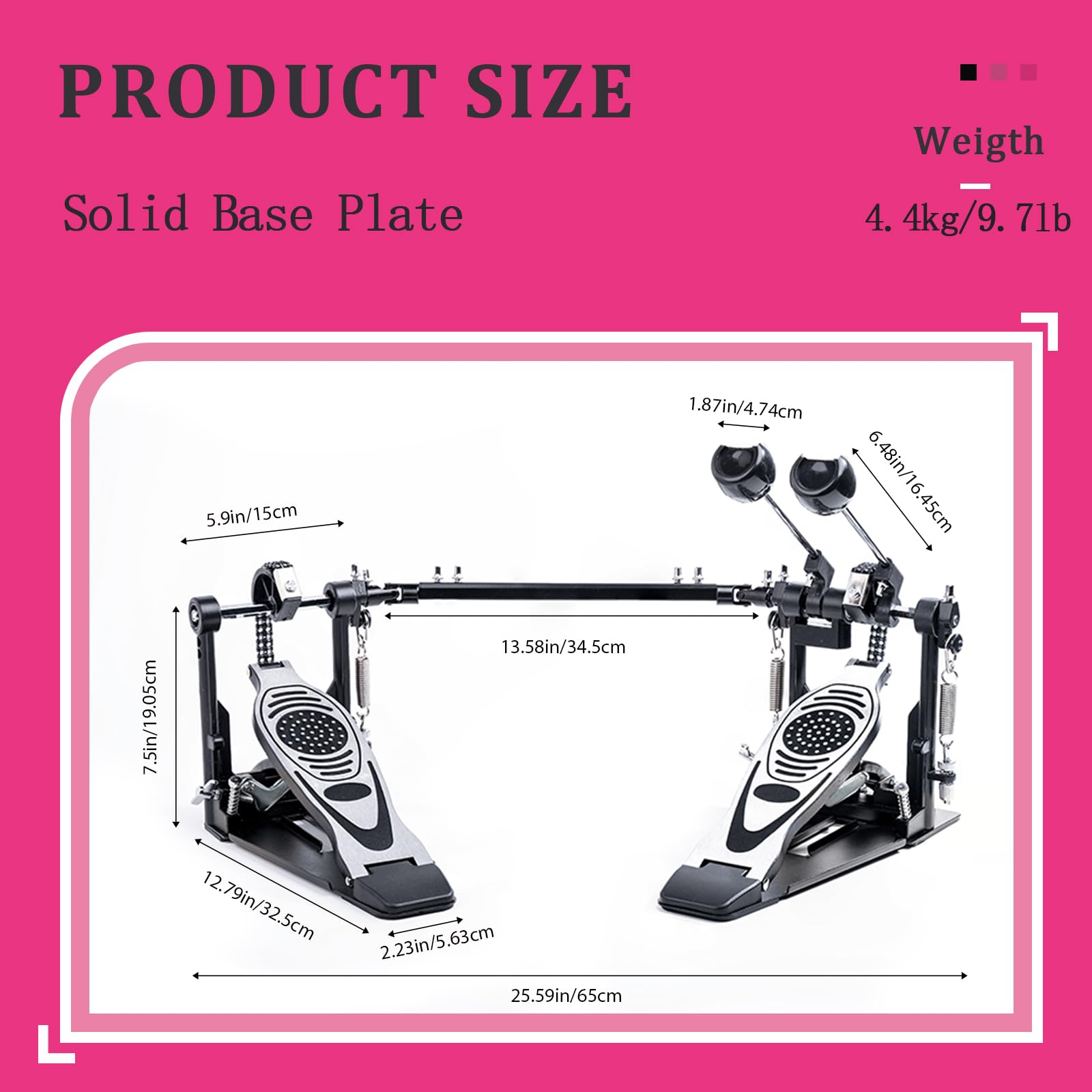 Pedal Doble de Bombo Vaisoeny, Pedal Doble de Cadena para - Imagen 6