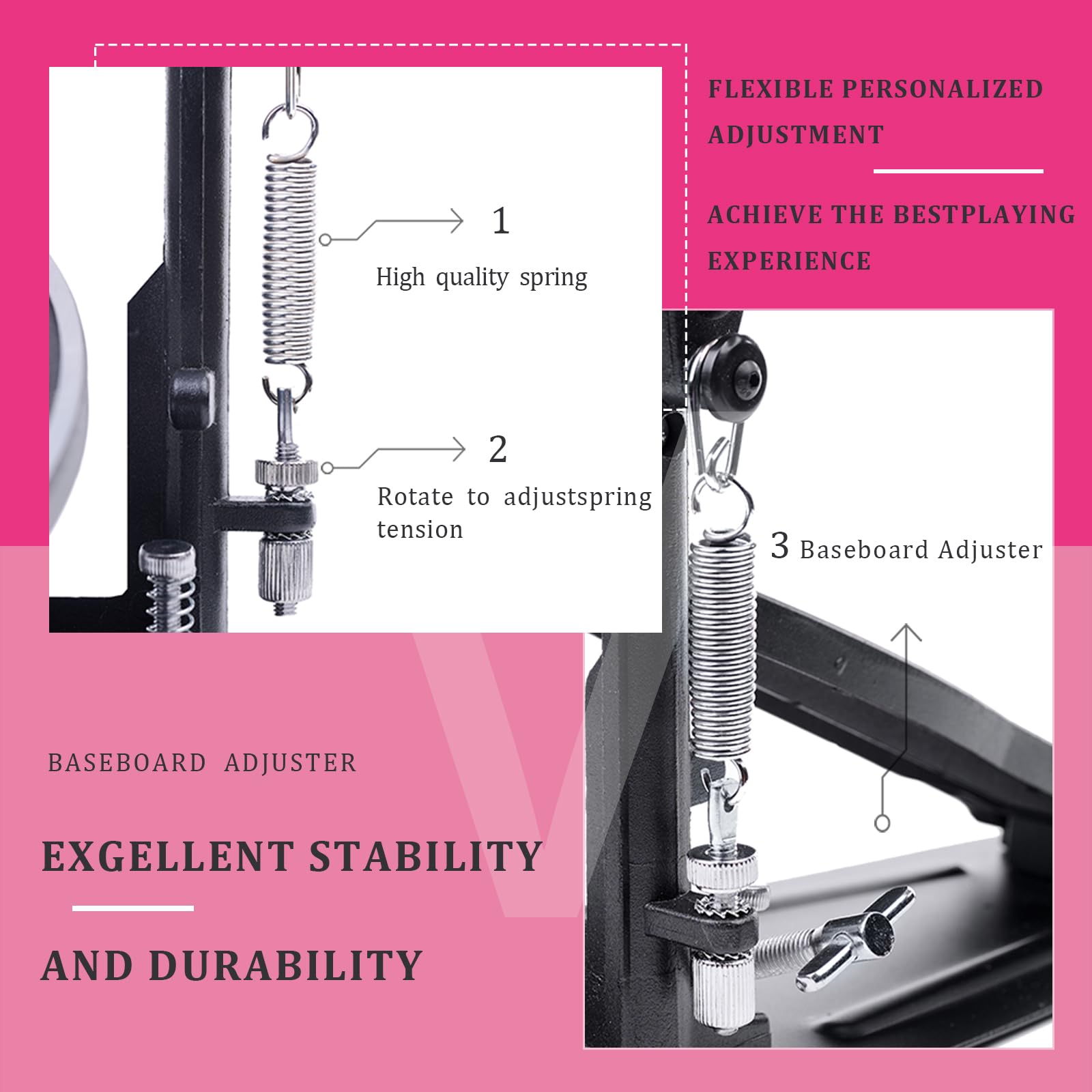 Pedal Doble de Bombo Vaisoeny, Pedal Doble de Cadena para - Imagen 5