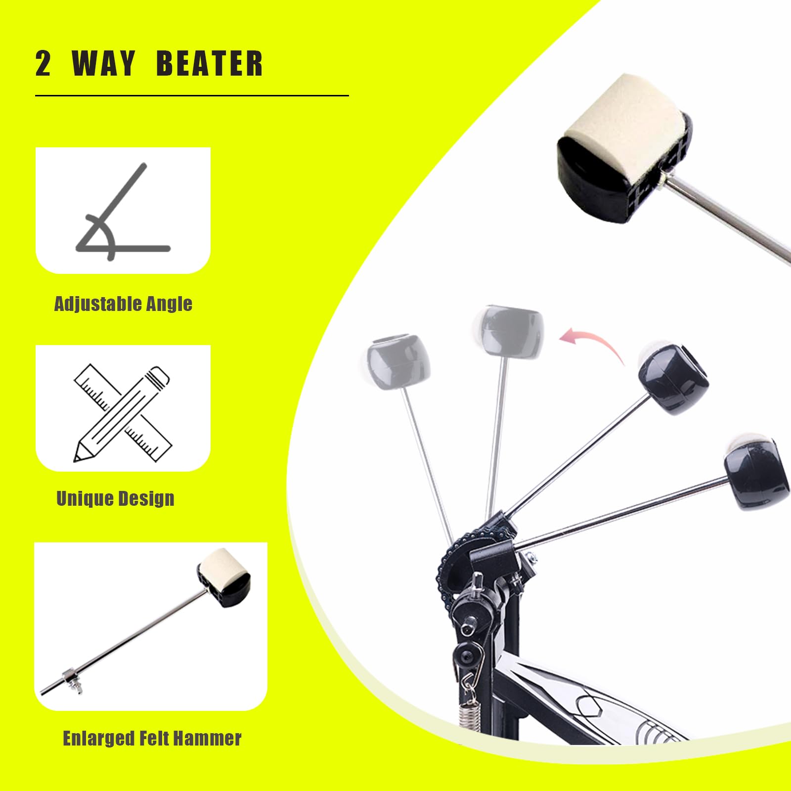 Pedal Doble de Bombo Vaisoeny, Doble Cadena Pedal de Bombo, - Imagen 4