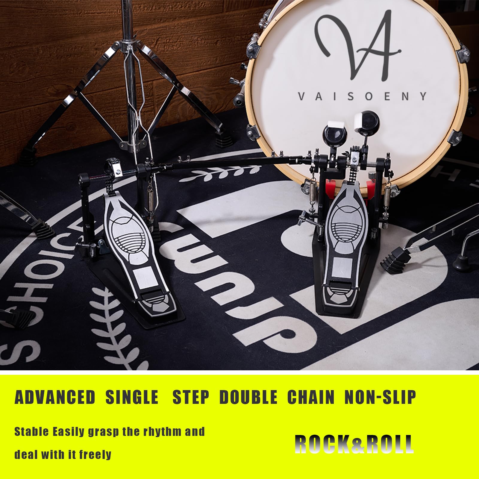 Pedal Doble de Bombo Vaisoeny, Doble Cadena Pedal de Bombo, - Imagen 7