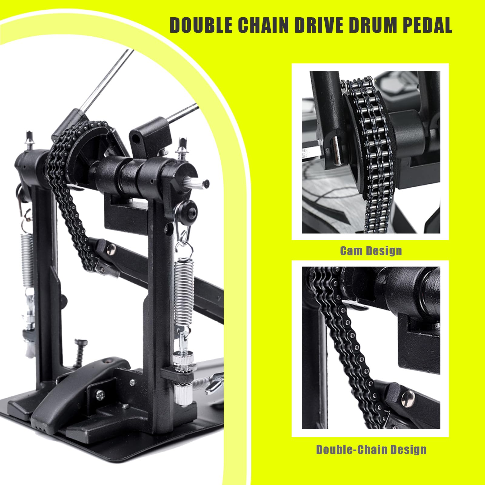 Pedal Doble de Bombo Vaisoeny, Doble Cadena Pedal de Bombo, - Imagen 3