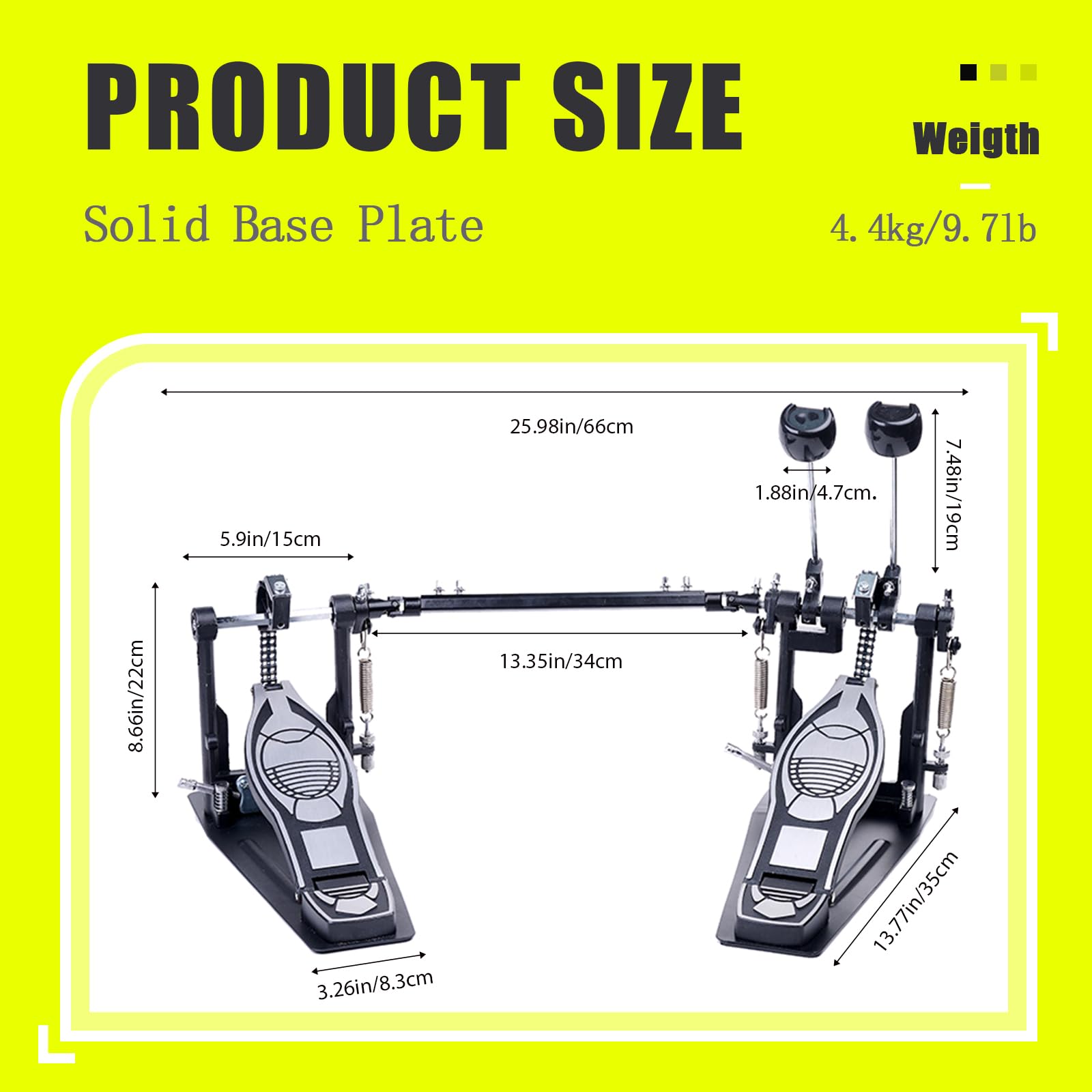Pedal Doble de Bombo Vaisoeny, Doble Cadena Pedal de Bombo, - Imagen 6