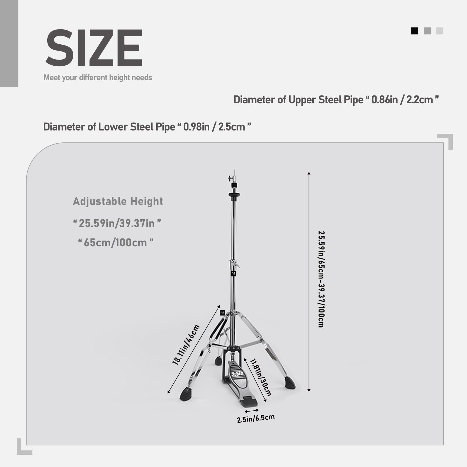 Soporte de Hi Hat Vaisoeny de Tres Patas - Ajustable de - Imagen 5