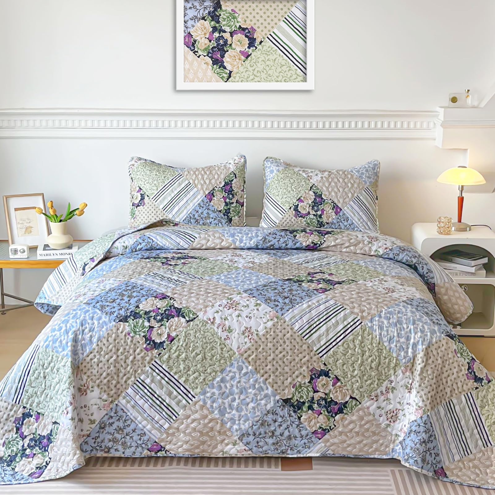 Juego de Edredón Patchwork Boho Heymybed para Cama King, 3