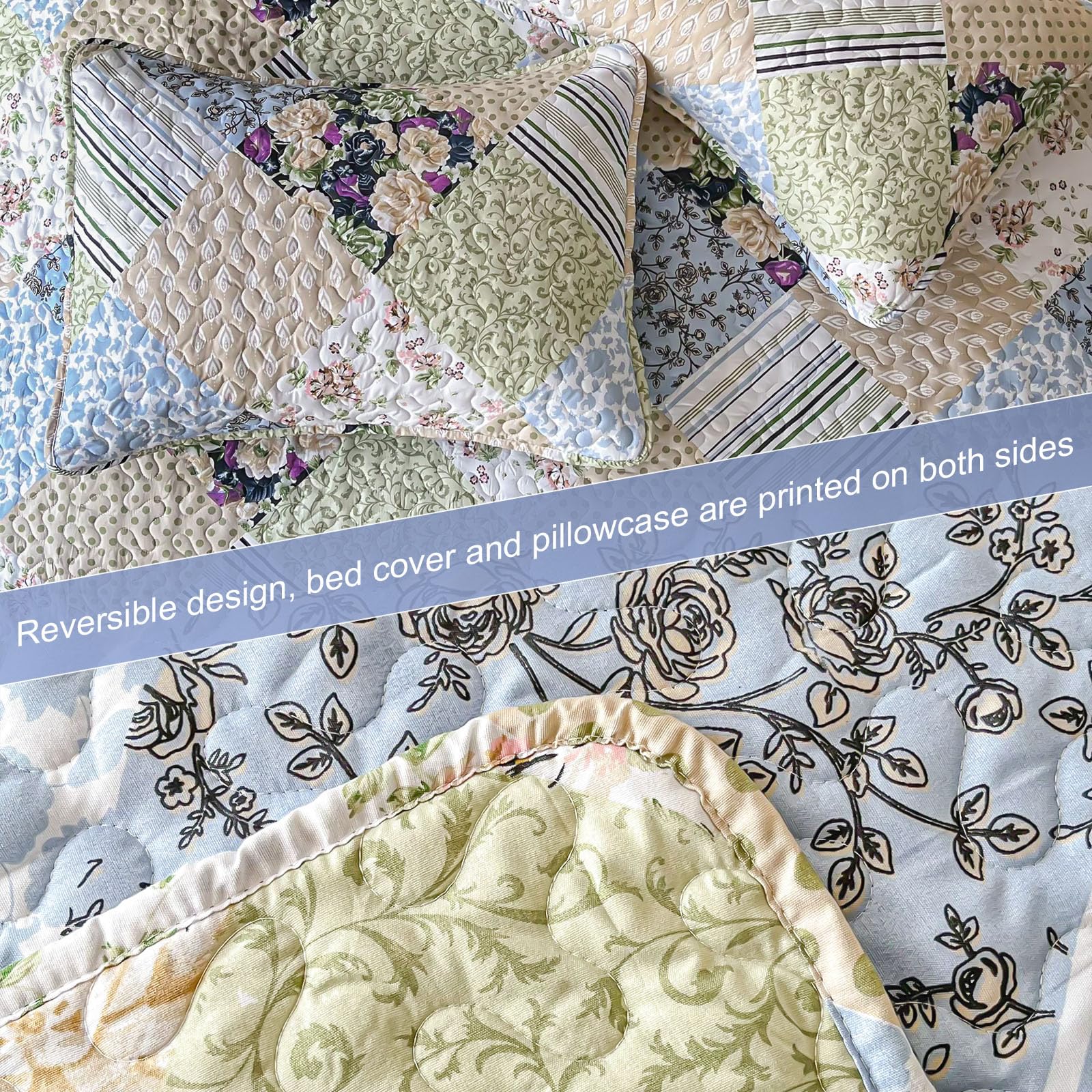 Juego de Edredón Patchwork Boho Heymybed para Cama King, 3 - Imagen 8