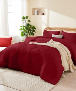 Juego de edredón completo YOOHU rojo, 3 piezas Juego de