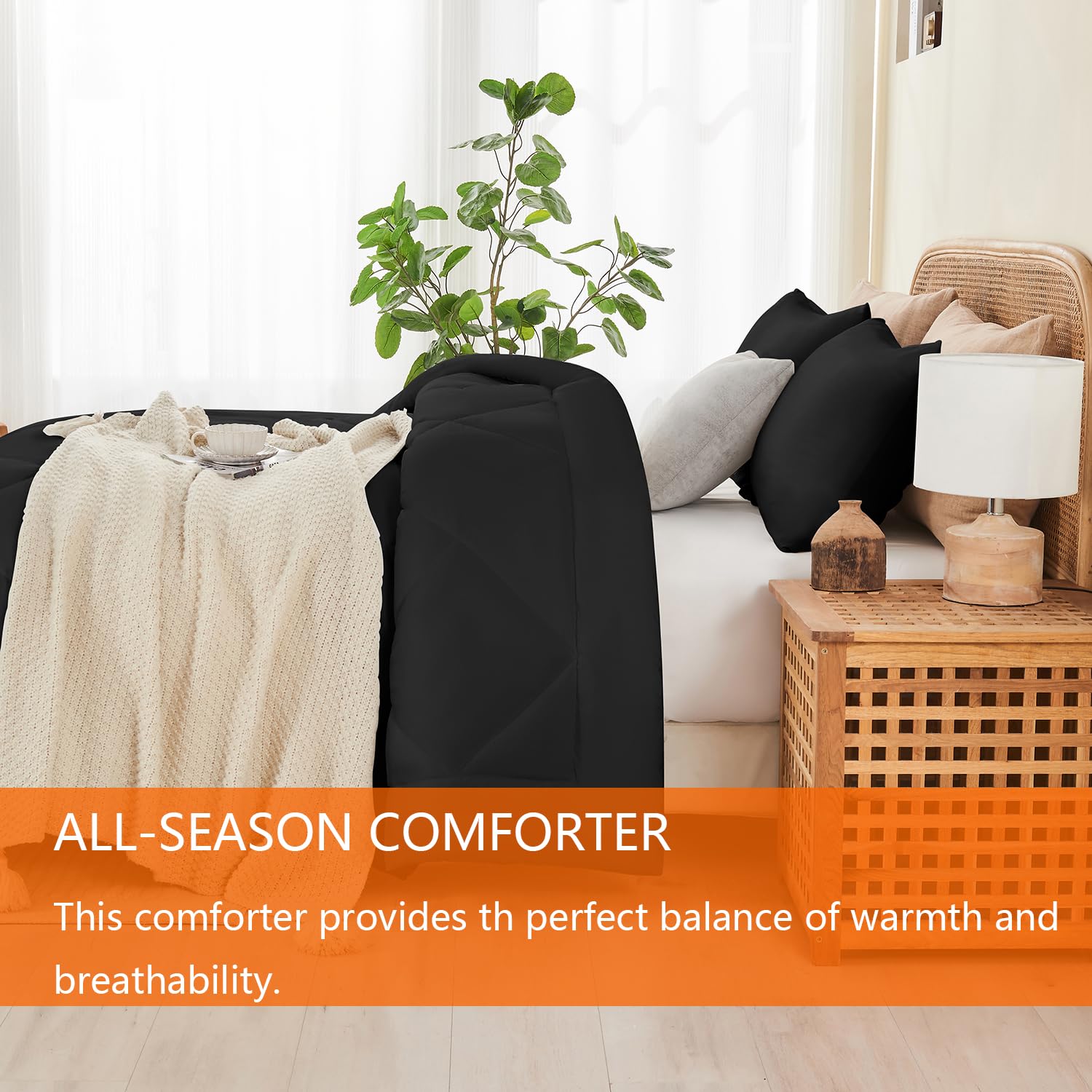 Juego de Edredón para Cama Queen YOOHU Negro, 3 Piezas - Imagen 8