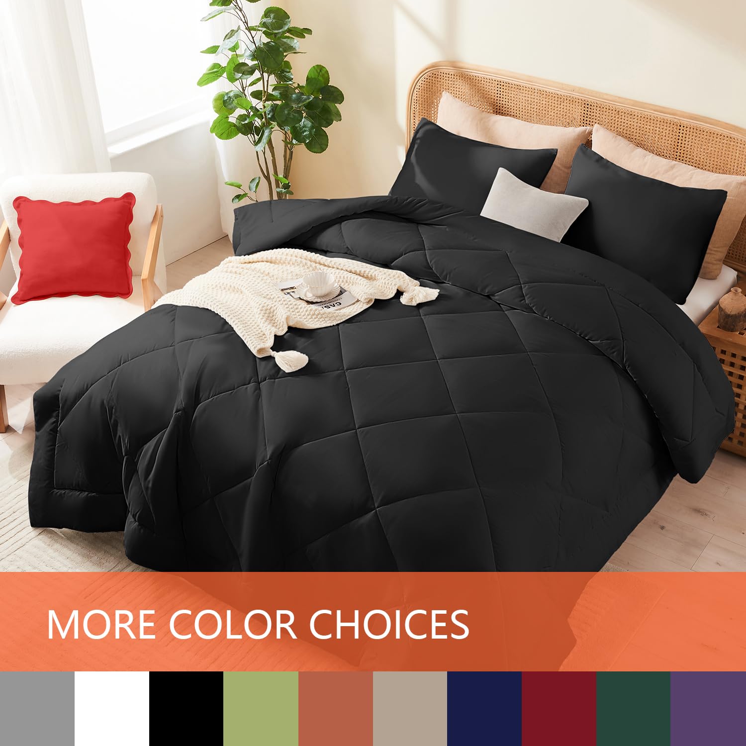 Juego de Edredón para Cama Queen YOOHU Negro, 3 Piezas - Imagen 3