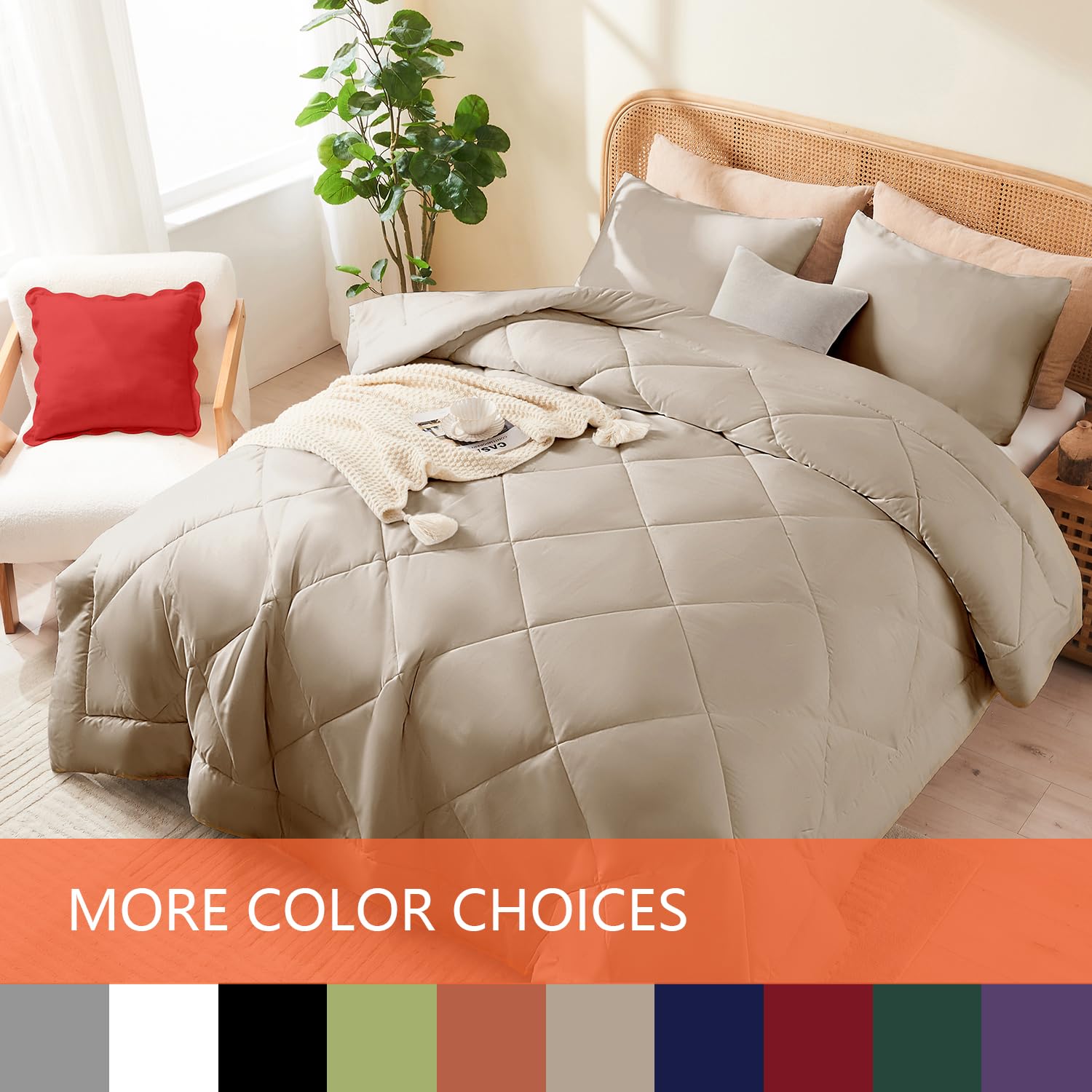 Set de Edredón King YOOHU Beige, 3 Piezas Juego de Cómodo - Imagen 3