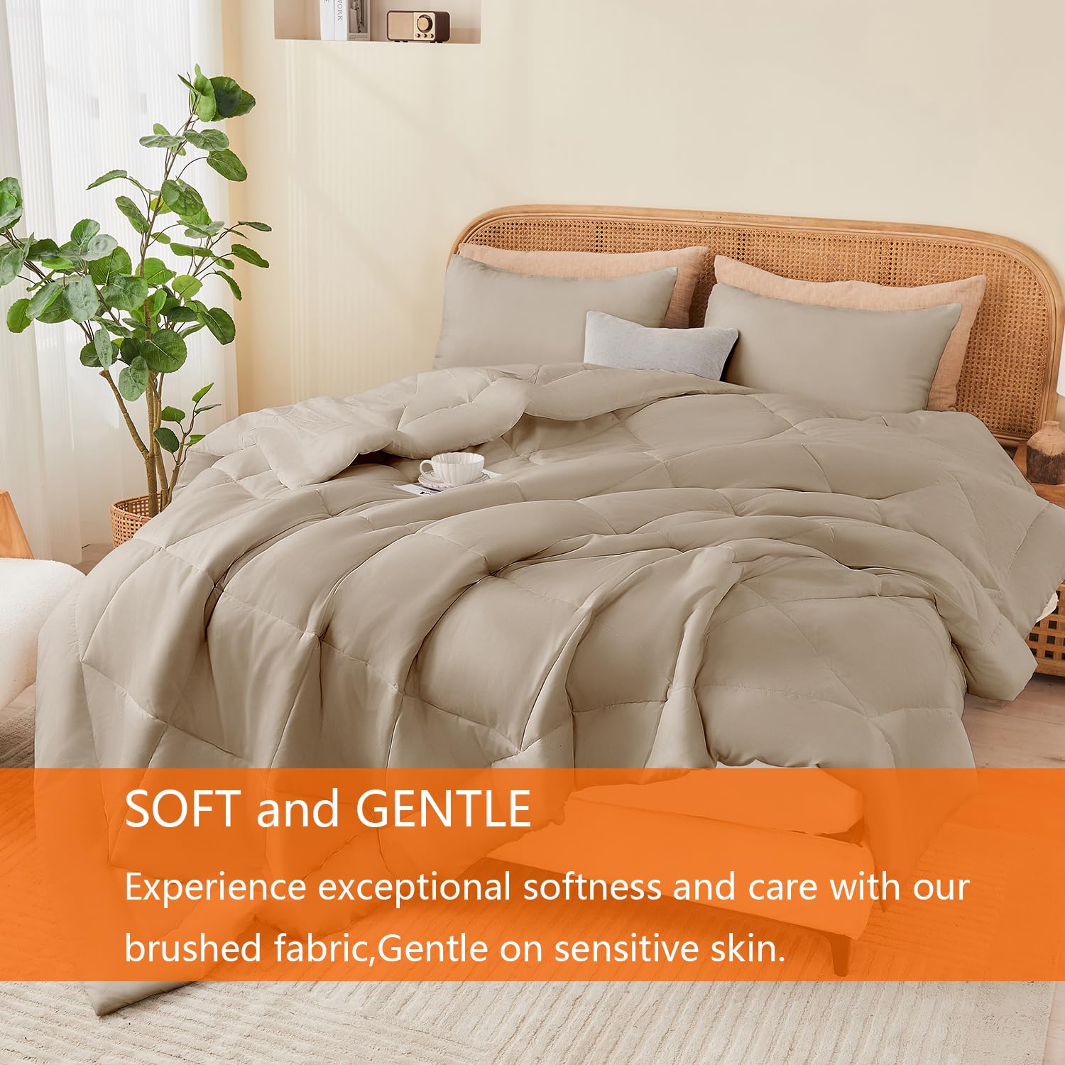 Set de Edredón King YOOHU Beige, 3 Piezas Juego de Cómodo - Imagen 4