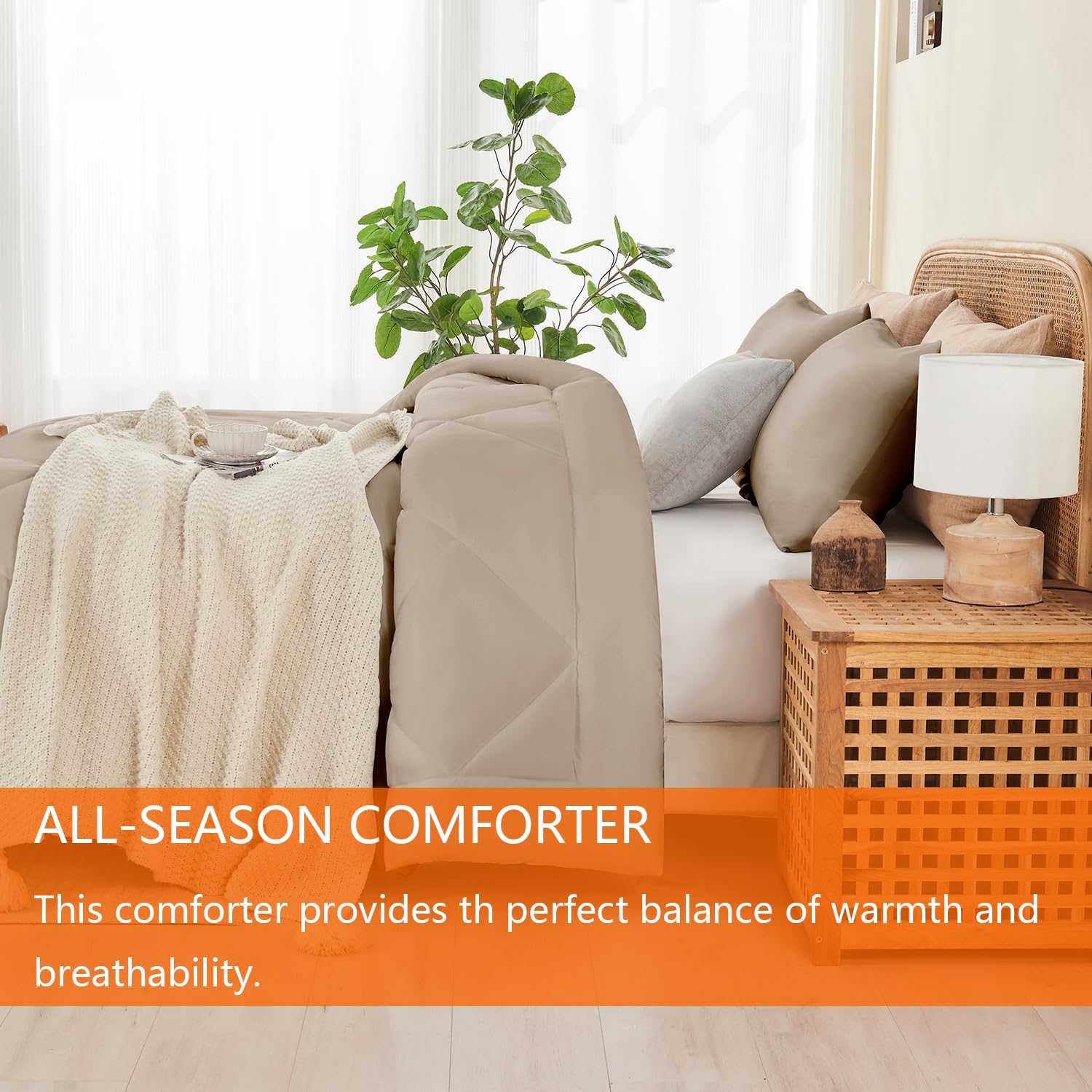 Set de Edredón King YOOHU Beige, 3 Piezas Juego de Cómodo - Imagen 8