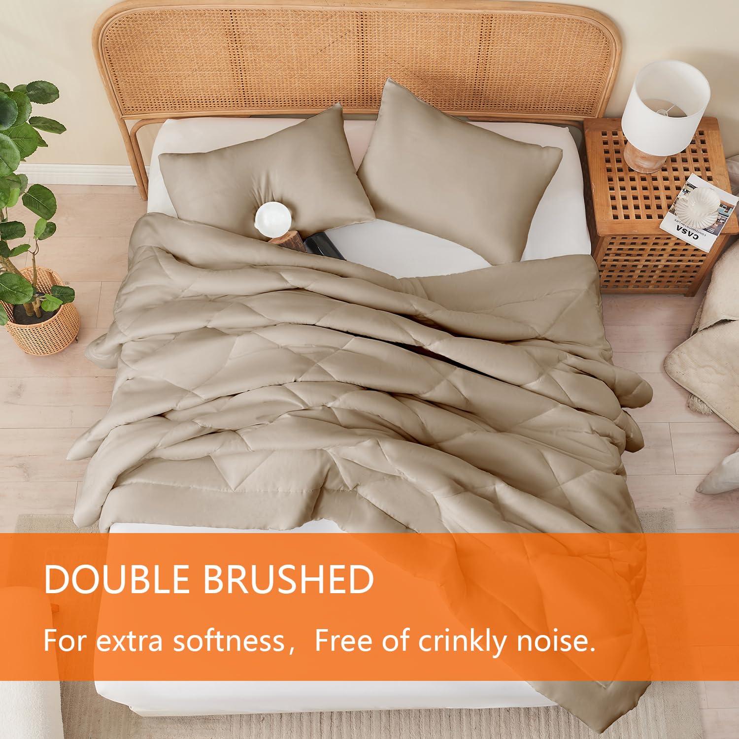 Set de Edredón King YOOHU Beige, 3 Piezas Juego de Cómodo - Imagen 5