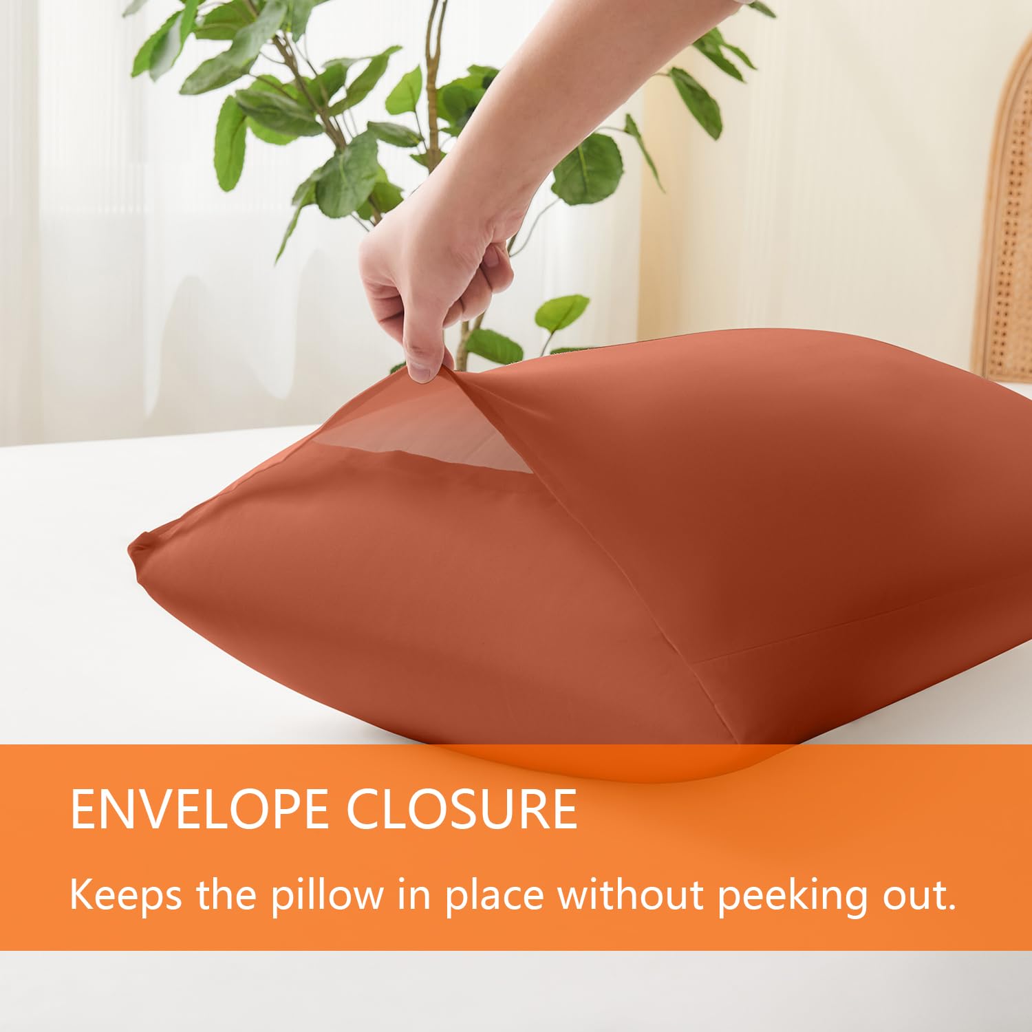 Juego de Edredón Completo YOOHU Naranja Quemado, 3 Piezas - Imagen 7