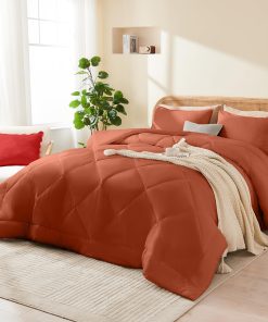 Juego de Edredón Completo YOOHU Naranja Quemado, 3 Piezas