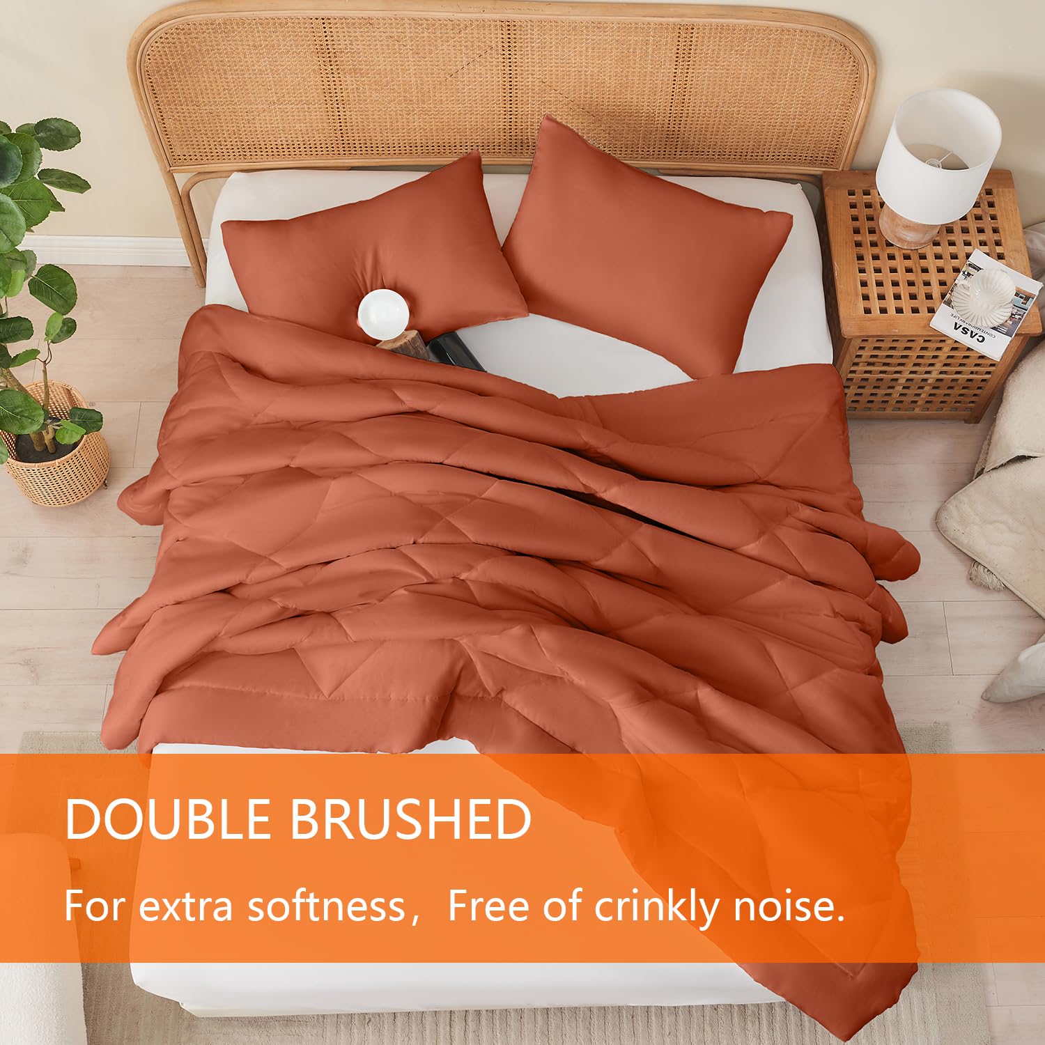 Juego de Edredón Completo YOOHU Naranja Quemado, 3 Piezas - Imagen 5
