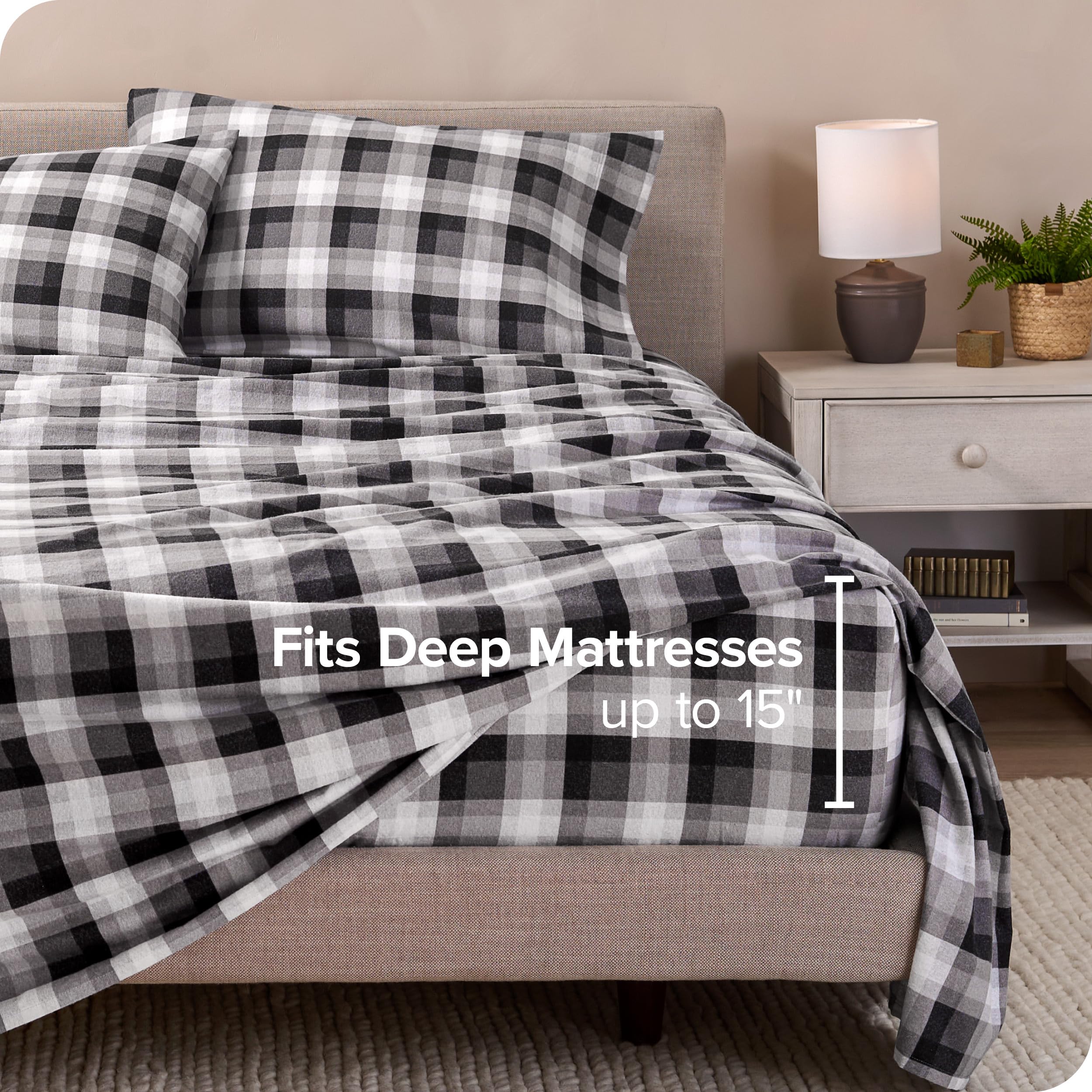 Juego de sábanas de franela Bare Home, estampado, 100% - Imagen 6