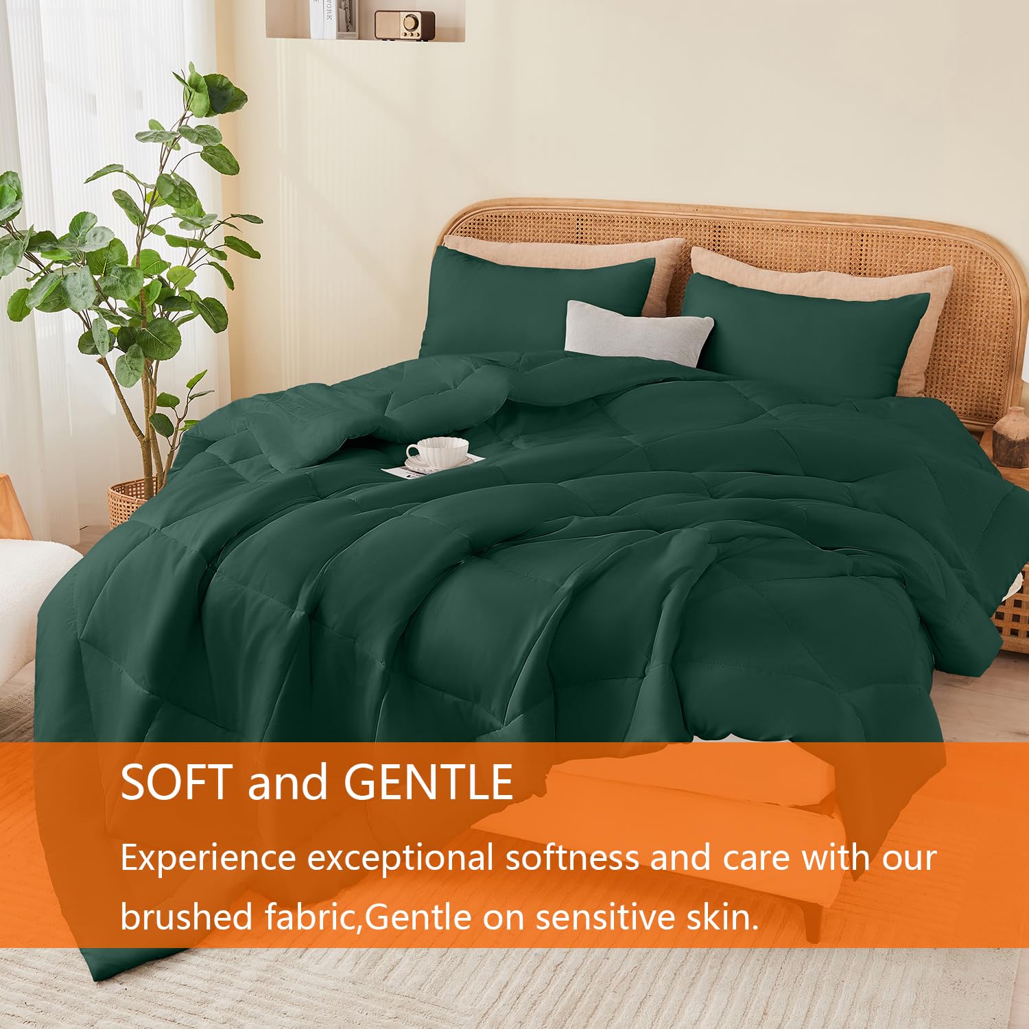 Juego de edredón King YOOHU Verde Esmeralda, 3 Piezas Juego - Imagen 4