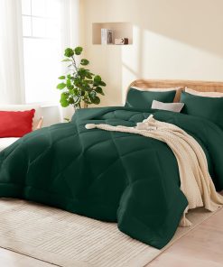 Juego de Edredón Completo YOOHU Verde Esmeralda, 3 Piezas
