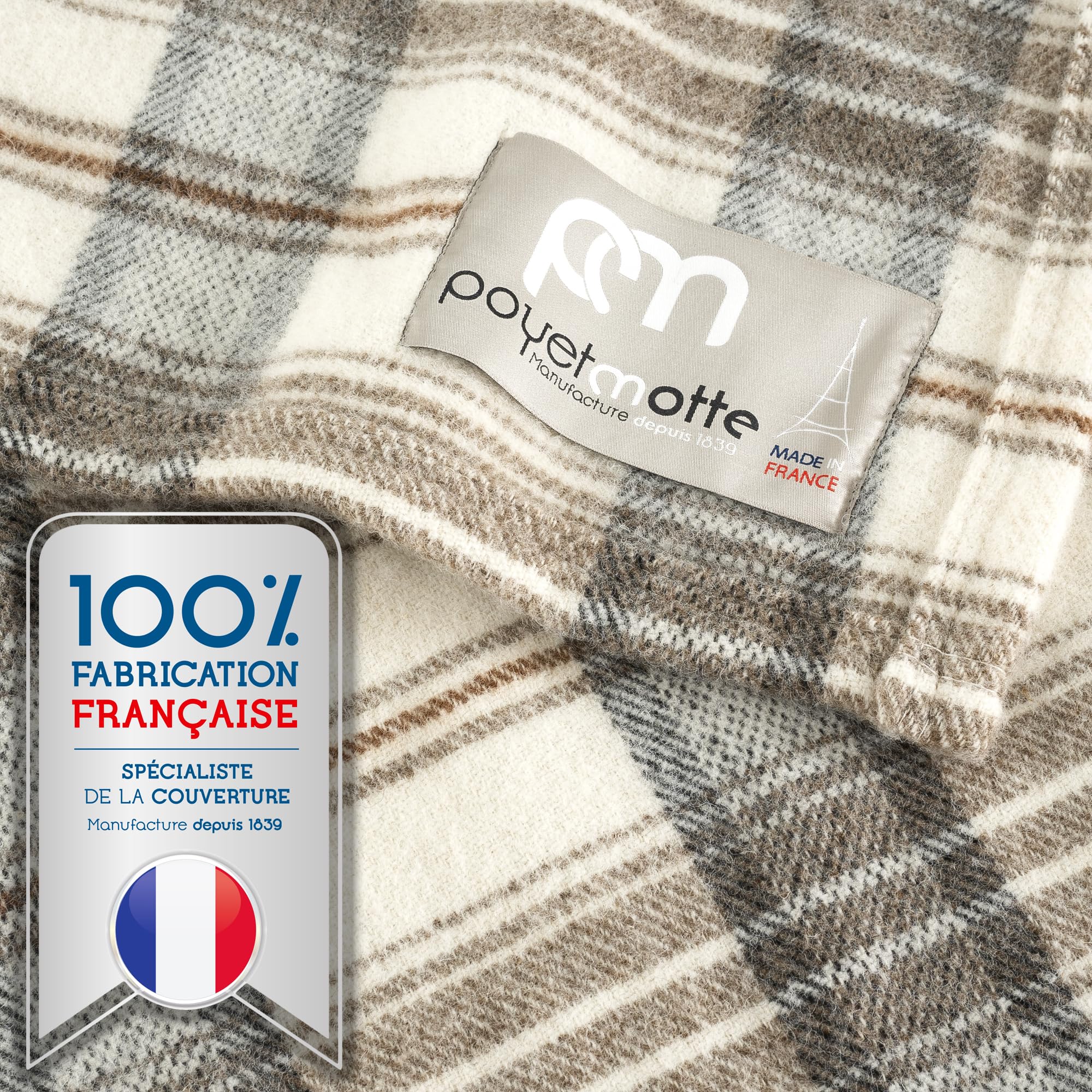Manta Poyet Motte Tahoe 450 GSM 90% Lana Virgen / 10% - Imagen 4