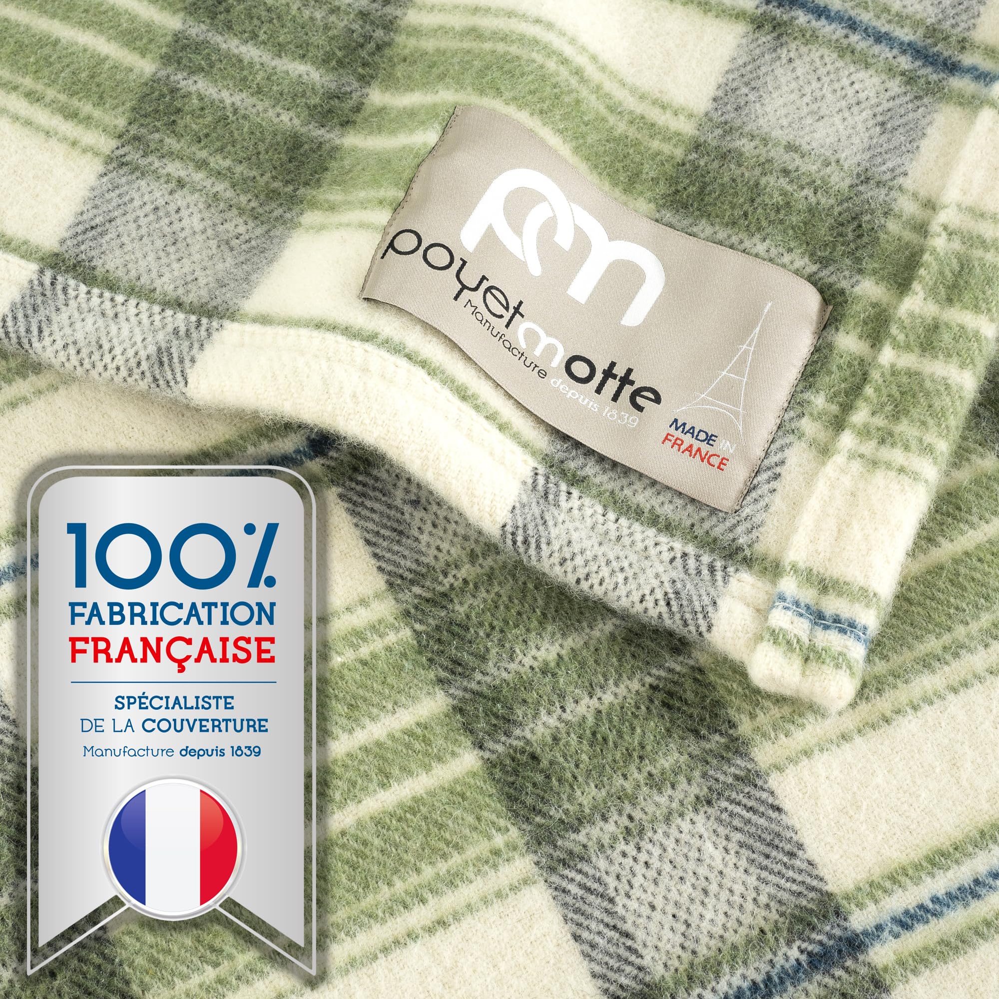 Manta Poyet Motte Tahoe 450GSM de Lana -Olive - Imagen 4