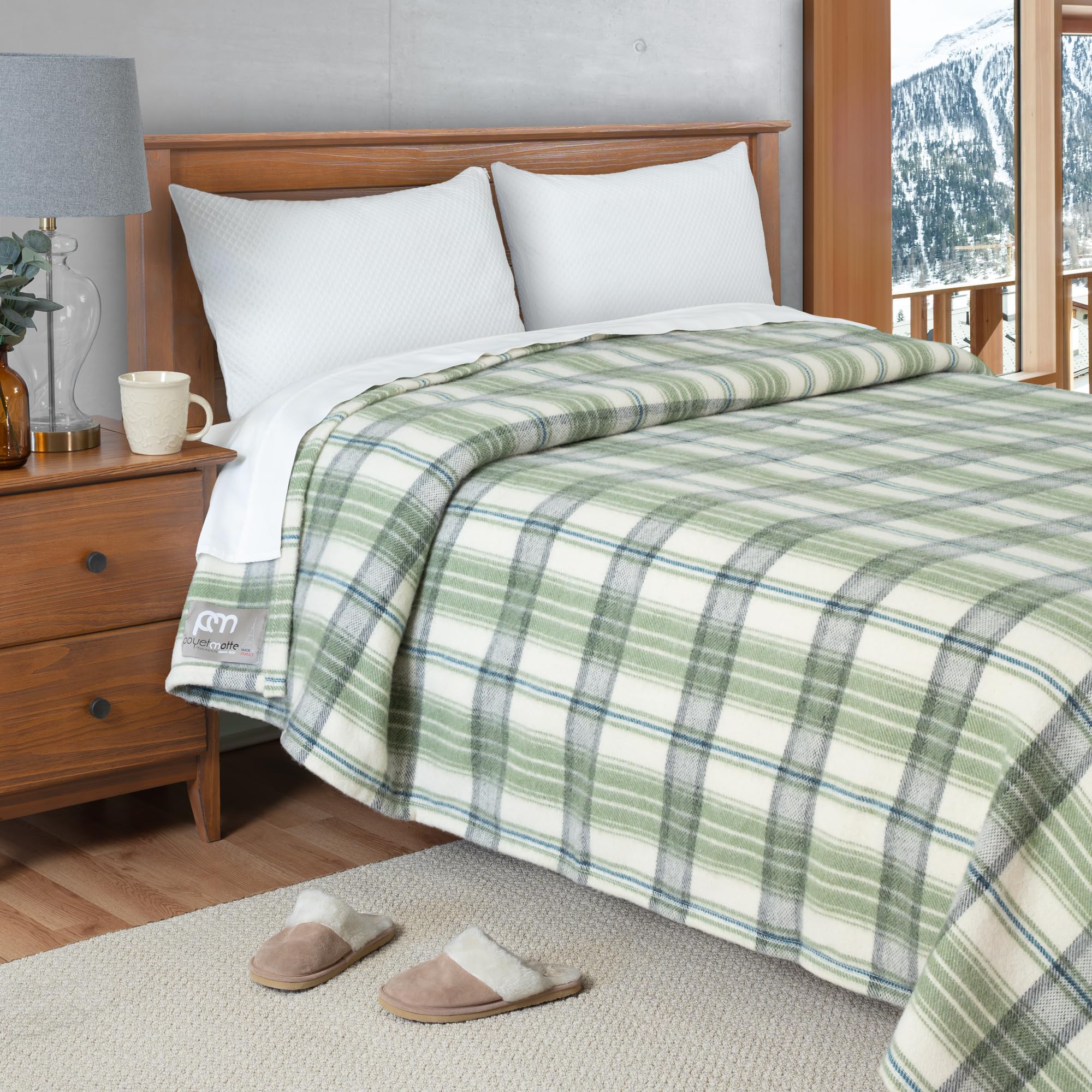 Manta Poyet Motte Tahoe 450GSM de Lana -Olive - Imagen 7