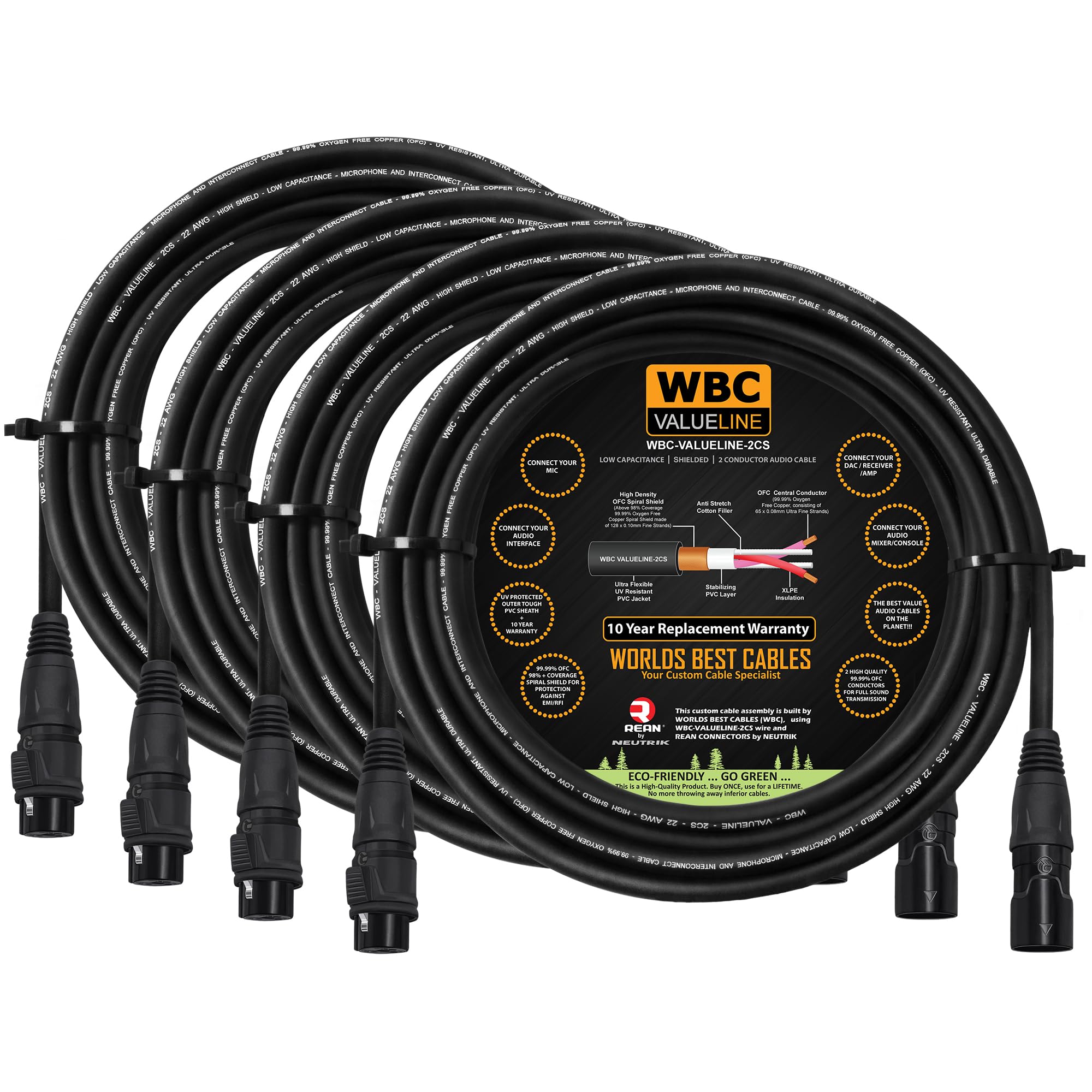 WBC-VALUELINE-2CS (22 AWG) - 4 Unidades - 8 Pies de Cable