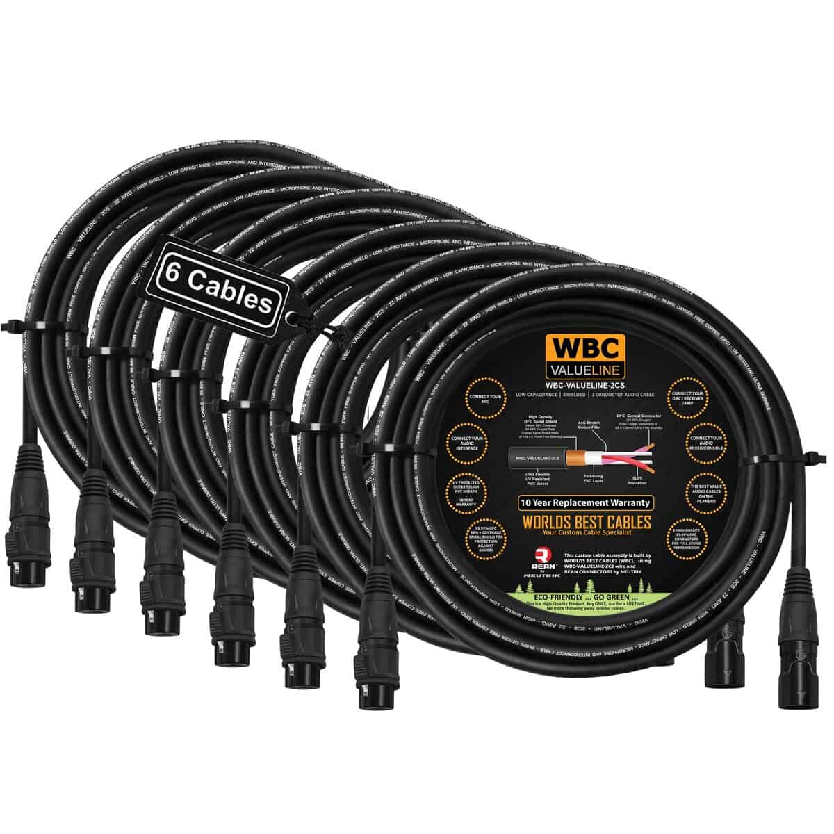 WBC-VALUELINE-2CS (22 AWG) - 6 Unidades - 8 Pies Cable de