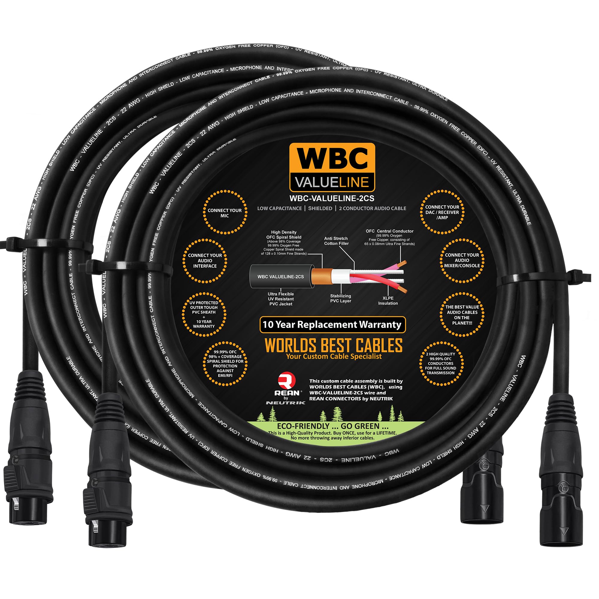 WBC-VALUELINE-2CS (22 AWG) - 2 Unidades - 12 pies de Cable