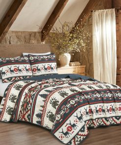 Colcha ES Moda Rústica con Estampado de Animales Azul