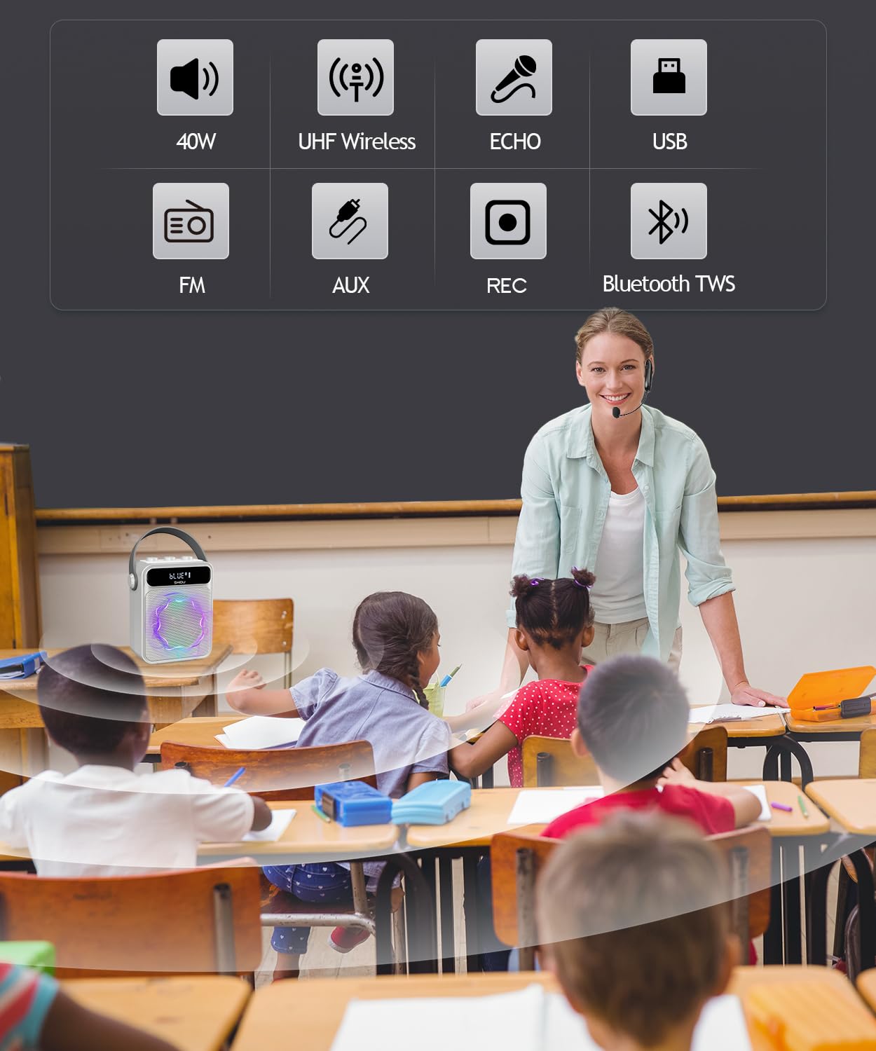 Amplificador de Voz SHIDU con Micrófono -ire Libre - Imagen 4