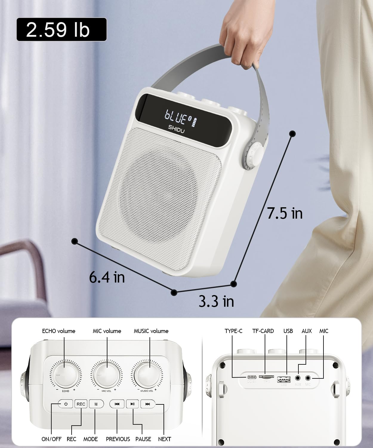 Amplificador de Voz SHIDU con Micrófono -ire Libre - Imagen 7