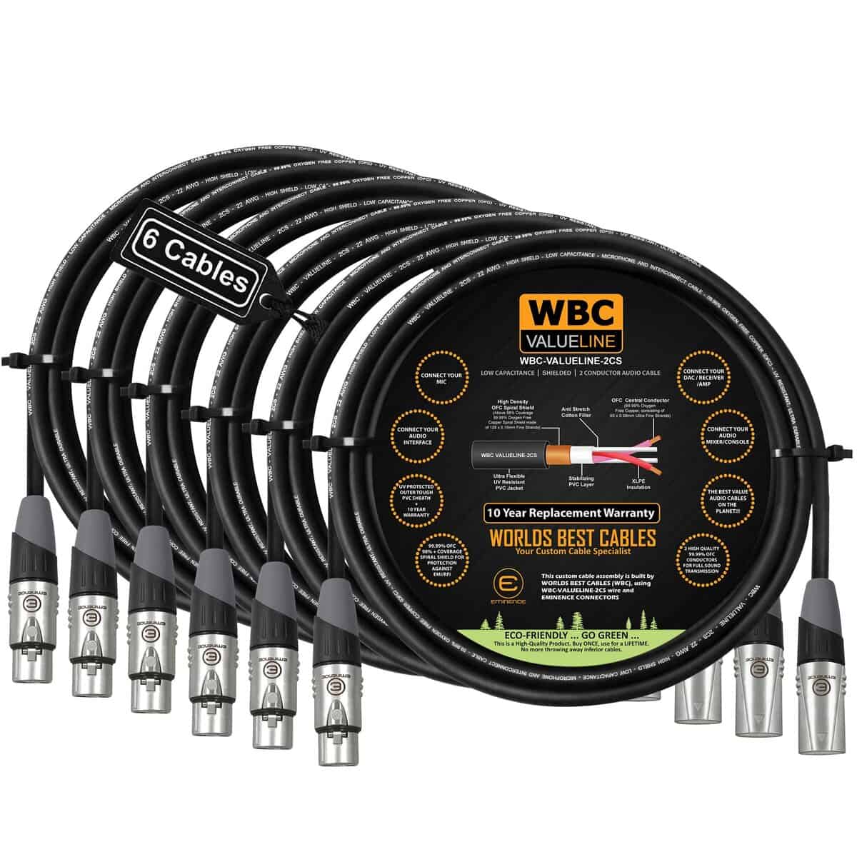 WBC-VALUELINE-2CS (22 AWG) - 6 Unidades - 4 Pies de Cable