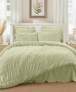 Juego de Edredón CAPALOCA Queen en color verde salvia -