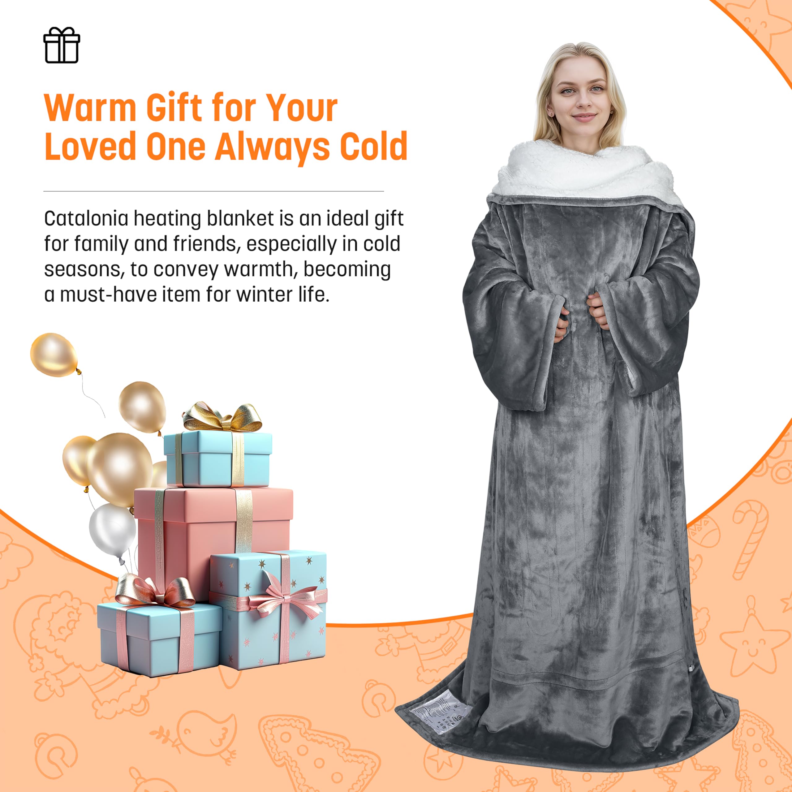 Manta Eléctrica con Mangas Catalonia, Manta -Gris - Imagen 7